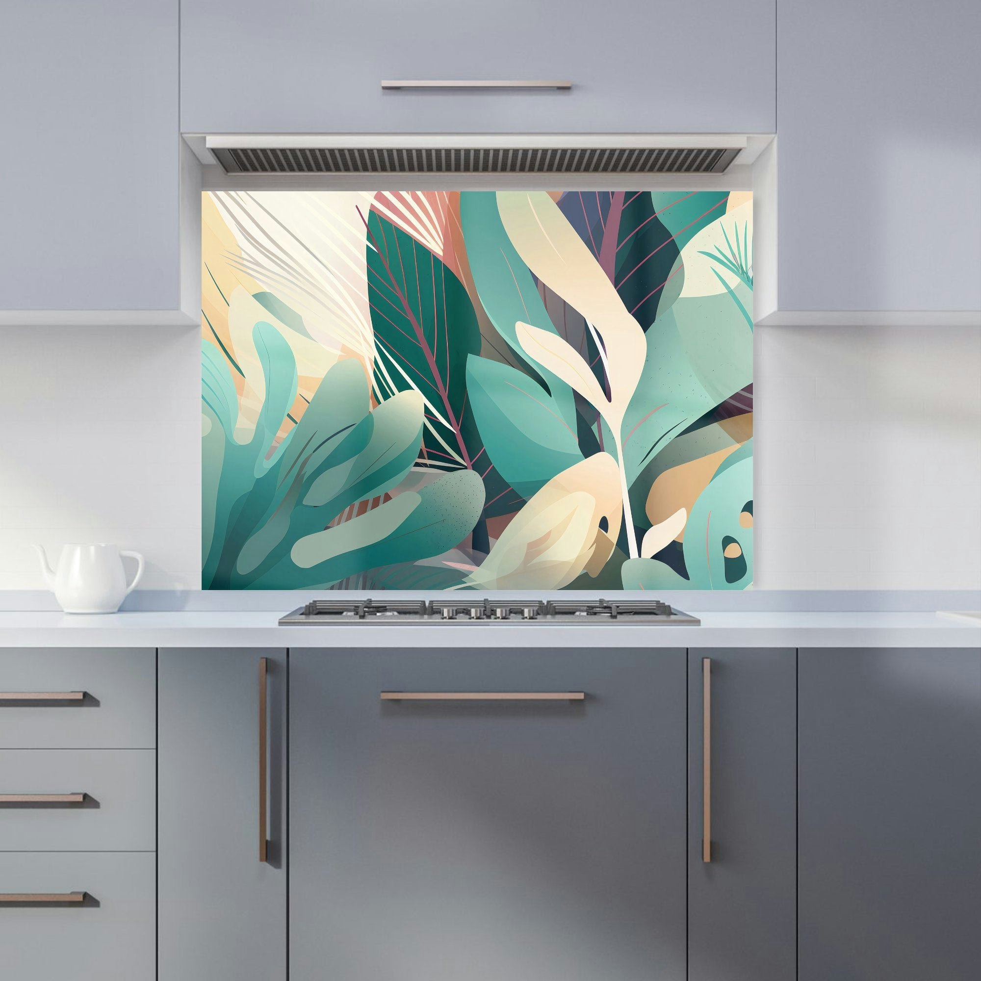 Warren Reed - Designer Abstract Tropical Leaves Kitchen Splashback - W900mm X H650mm