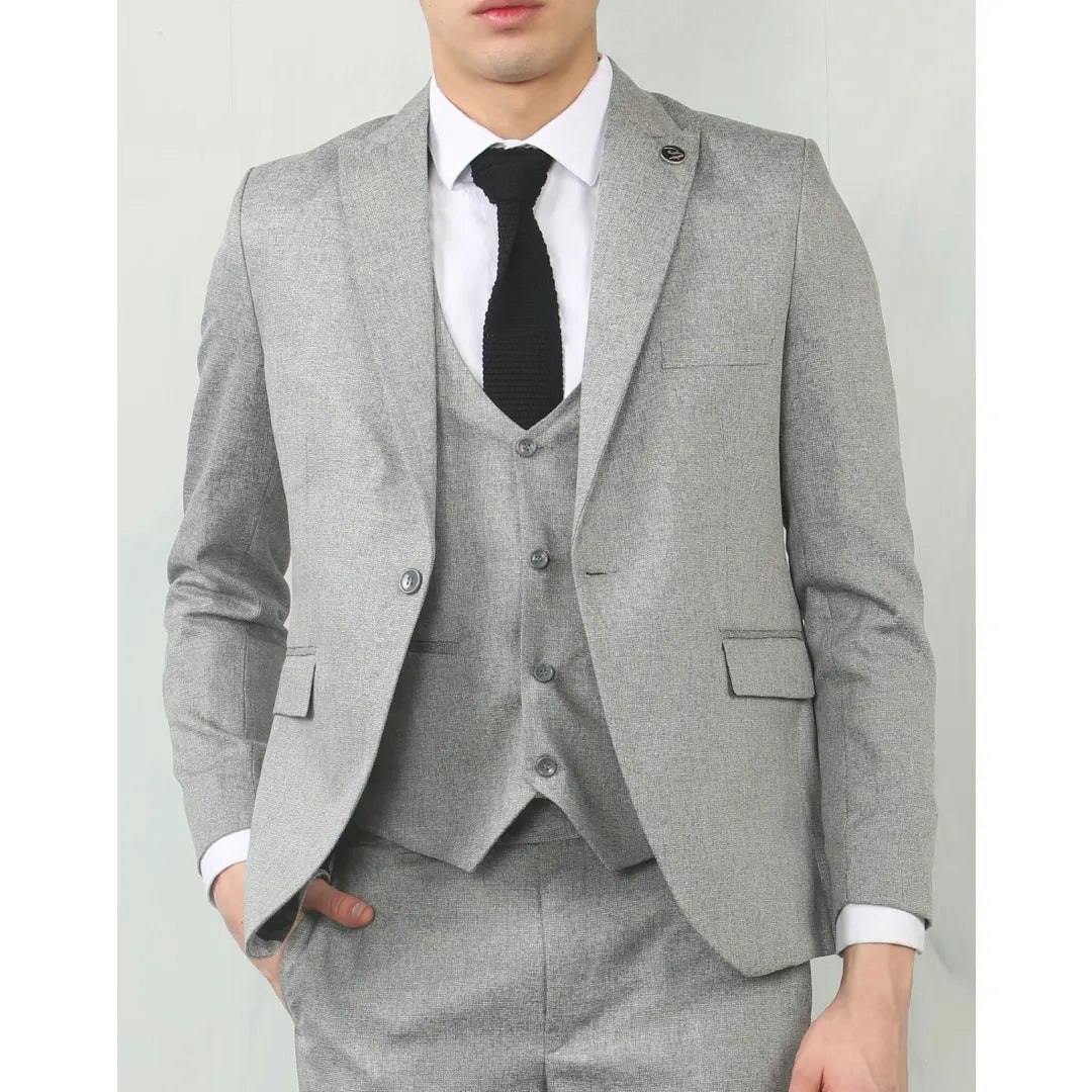 Truclothing Men's Grey Im200 - Tailored Fit Wedding 3 Piece Suit - 46" Jacket 40" Trousers