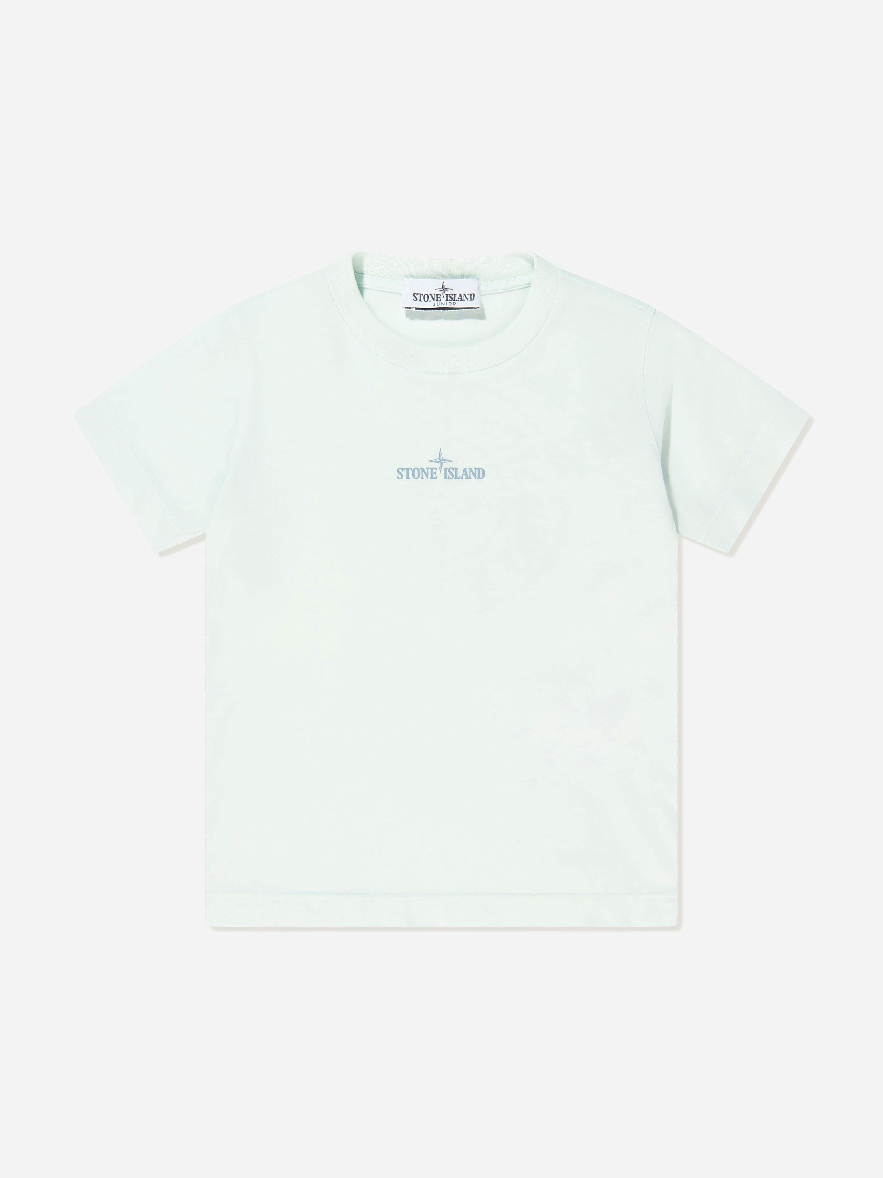 Stone Island Boys Blue Junior Compass Logo Print T-Shirt In - 4 Yrs
