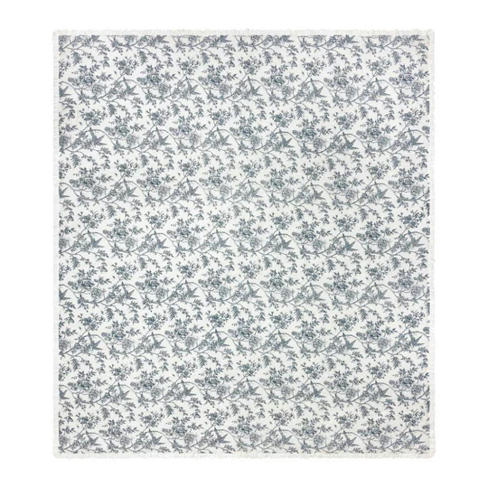 Rackhams Ivory/Blue Hermione Cotton Ruffled Bedspread - 240Cm X 260Cm - 100% Mixed
