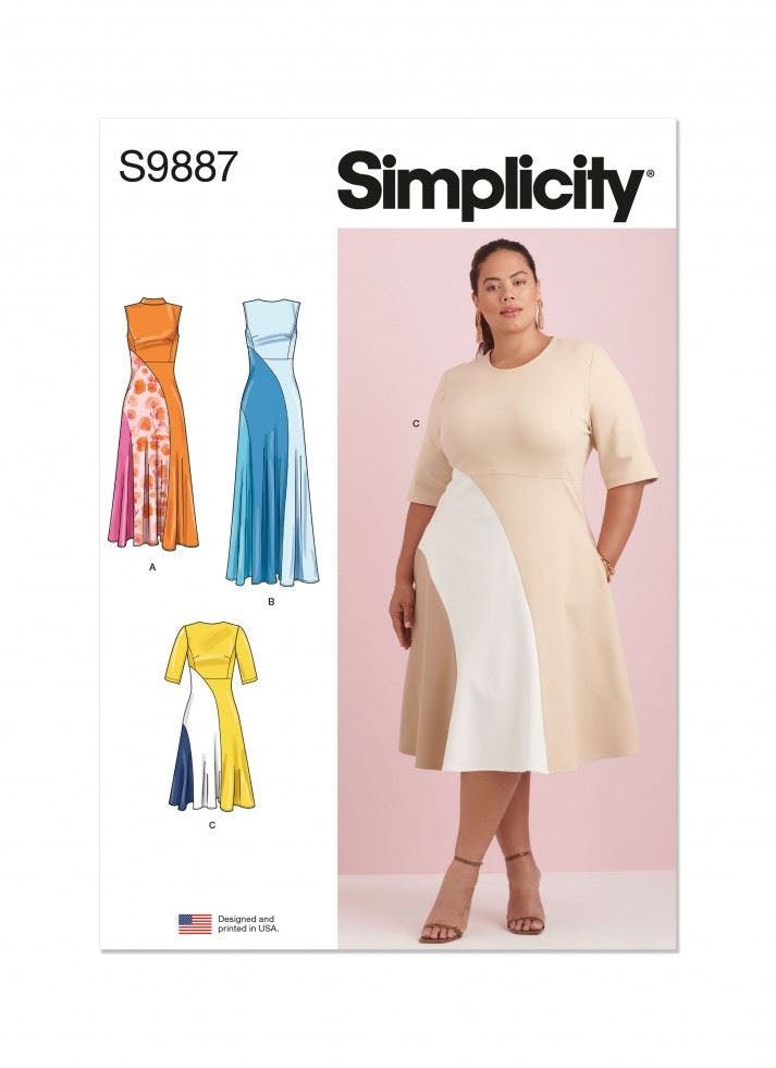 Simplicity Women's Sewing Pattern 9887, Dresses For W2 (20W-22W-24W-26W-28W) - Intermediate - W2 (20W-22W-24W-26W-28W)