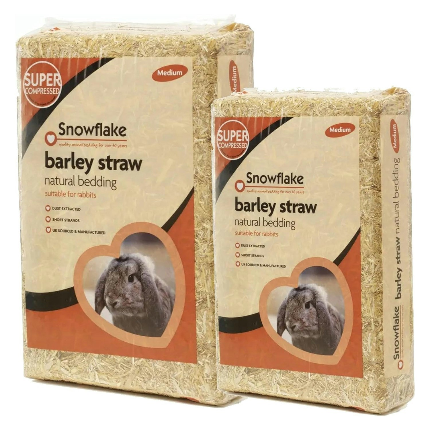 Storm Trading Group Soft Flake Barley Straw Medium Animal Bedding For Rabbit & Tortoise - 2 Bags (3Kg)