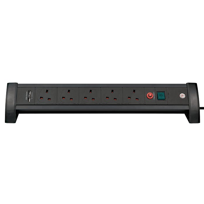 Brennenstuhl Extension Lead For Desks - 5 Gang With Usb Ports