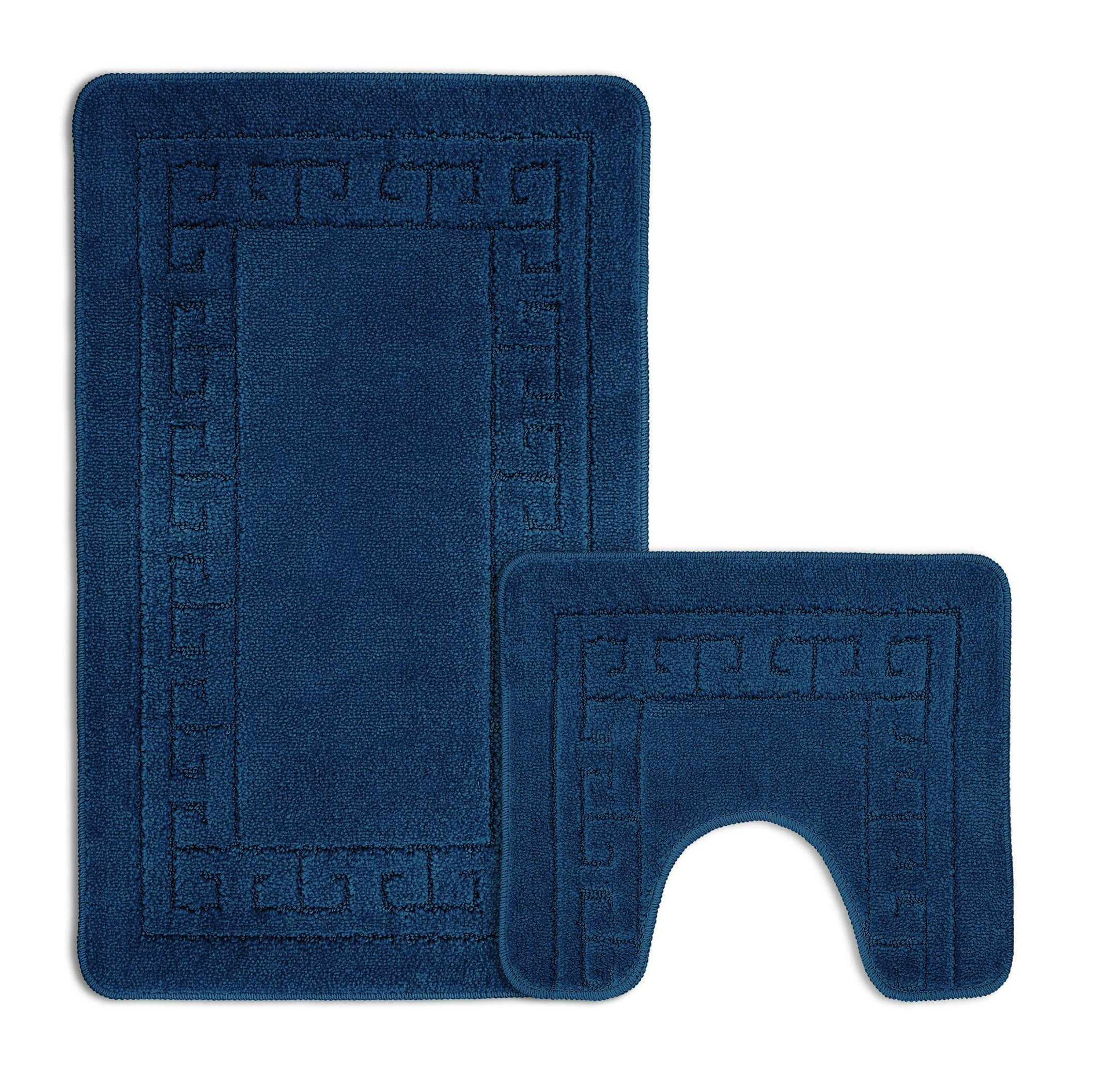 Velosso Greek Key Bathmat Set - Antislip - Navy