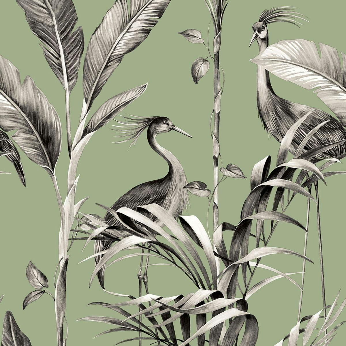 World Of Wallpaper Green/Grey Azzurra Leaf Wallpaper - Sage - Sage - 10M X 0.5M - 100% Mixed