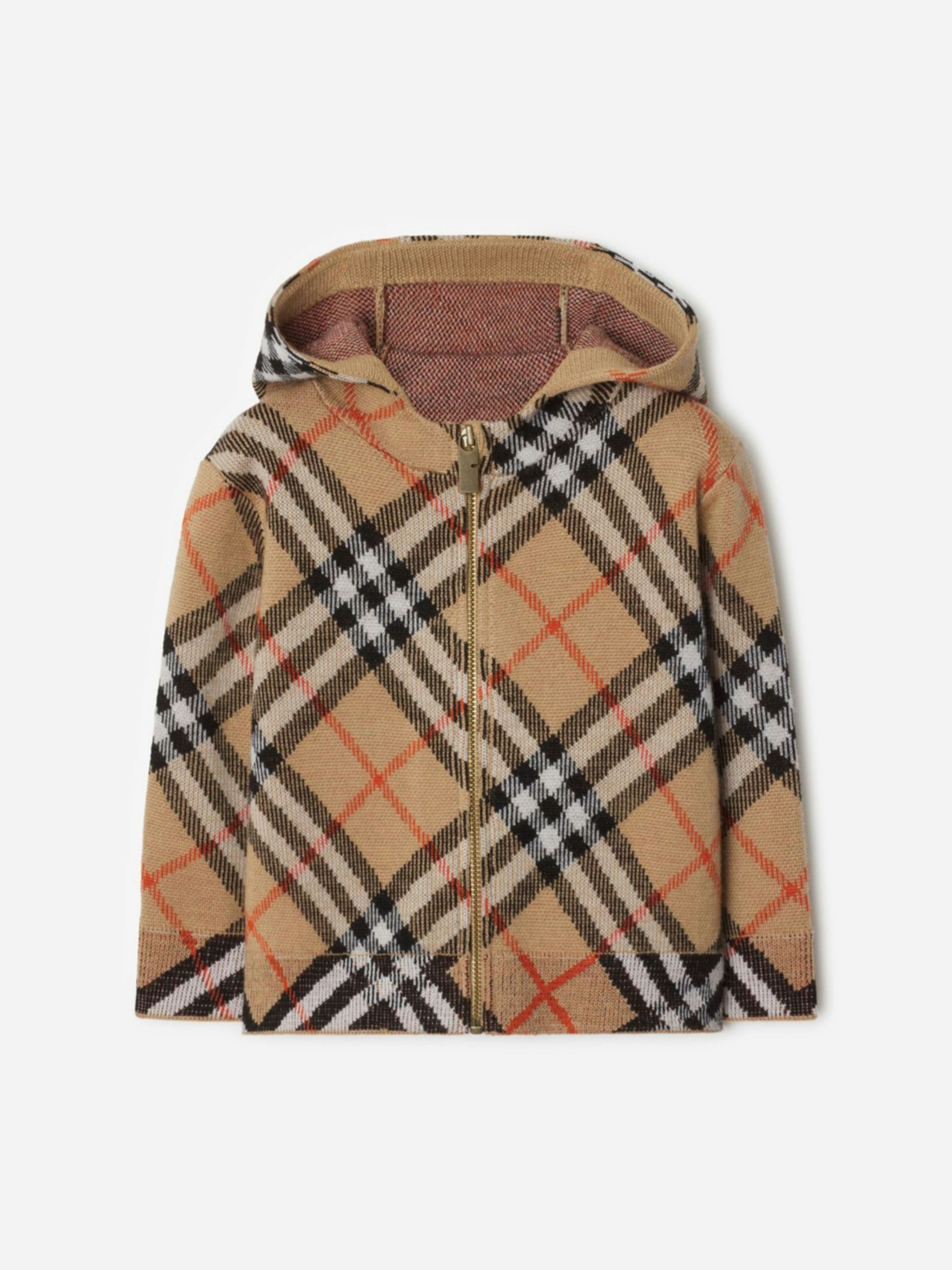 Burberry Kids Boys Beige Burberry Baby Mini Jimmy Check Zip Up Top In - 2 Yrs