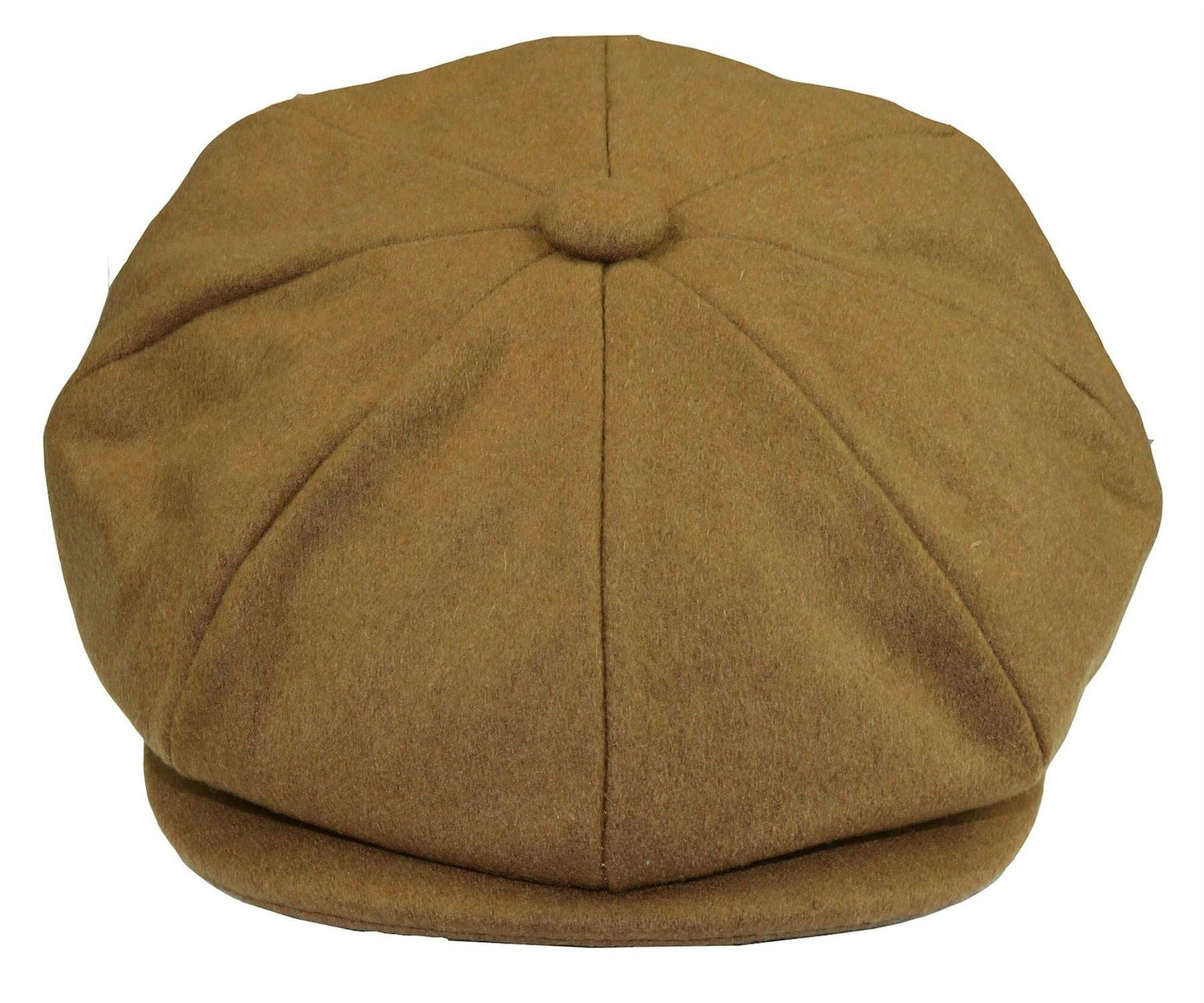 Infinity Leather Men's Peaky Blinders Newsboy 8 Panel Hat - Camel - M