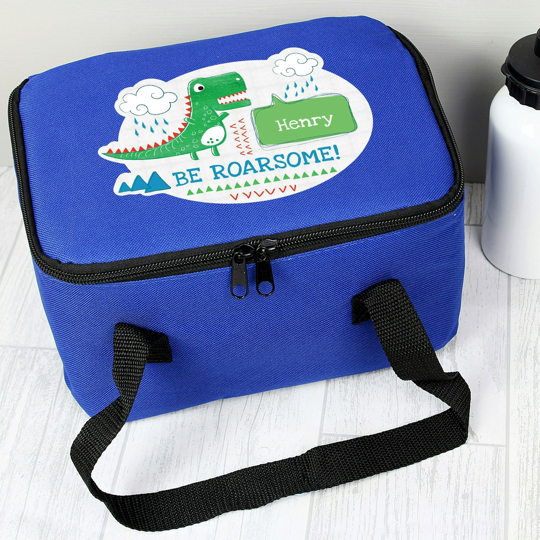 Personalised Memento Company White Personalised 'Be Roarsome' Dinosaur Lunch Bag