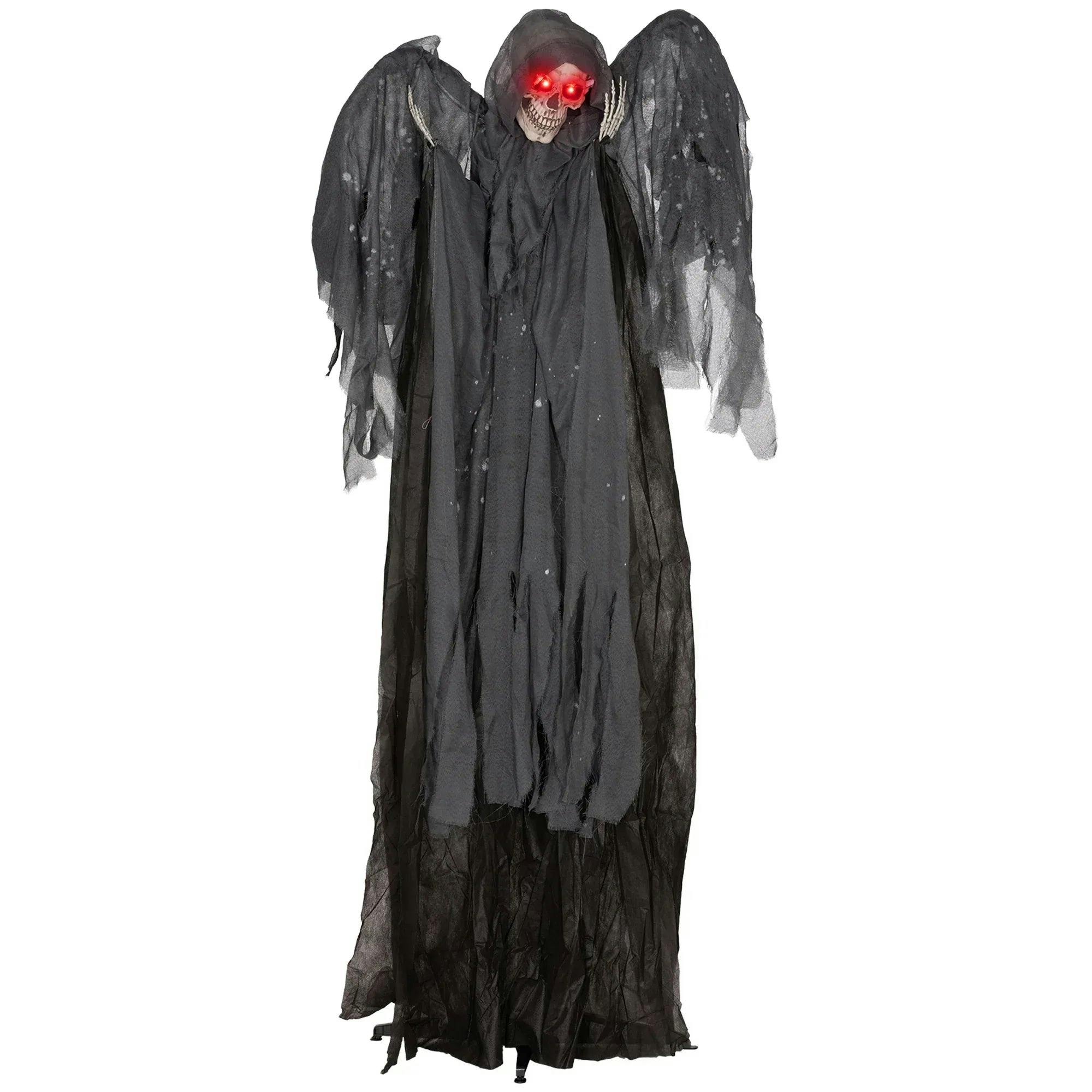 HOMCOM Animated Winged Grim Reaper Halloween Prop 6ft Red - Image 8