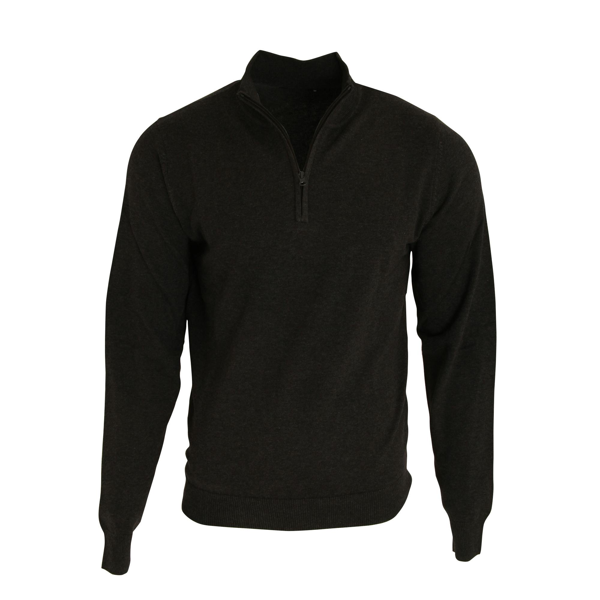Premier (S, Black) Mens 1/4 Zip Neck Knitted Sweater - Image 3
