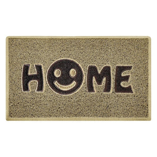 Rackhams Beige Home Smile Inlay Embossed Doormat