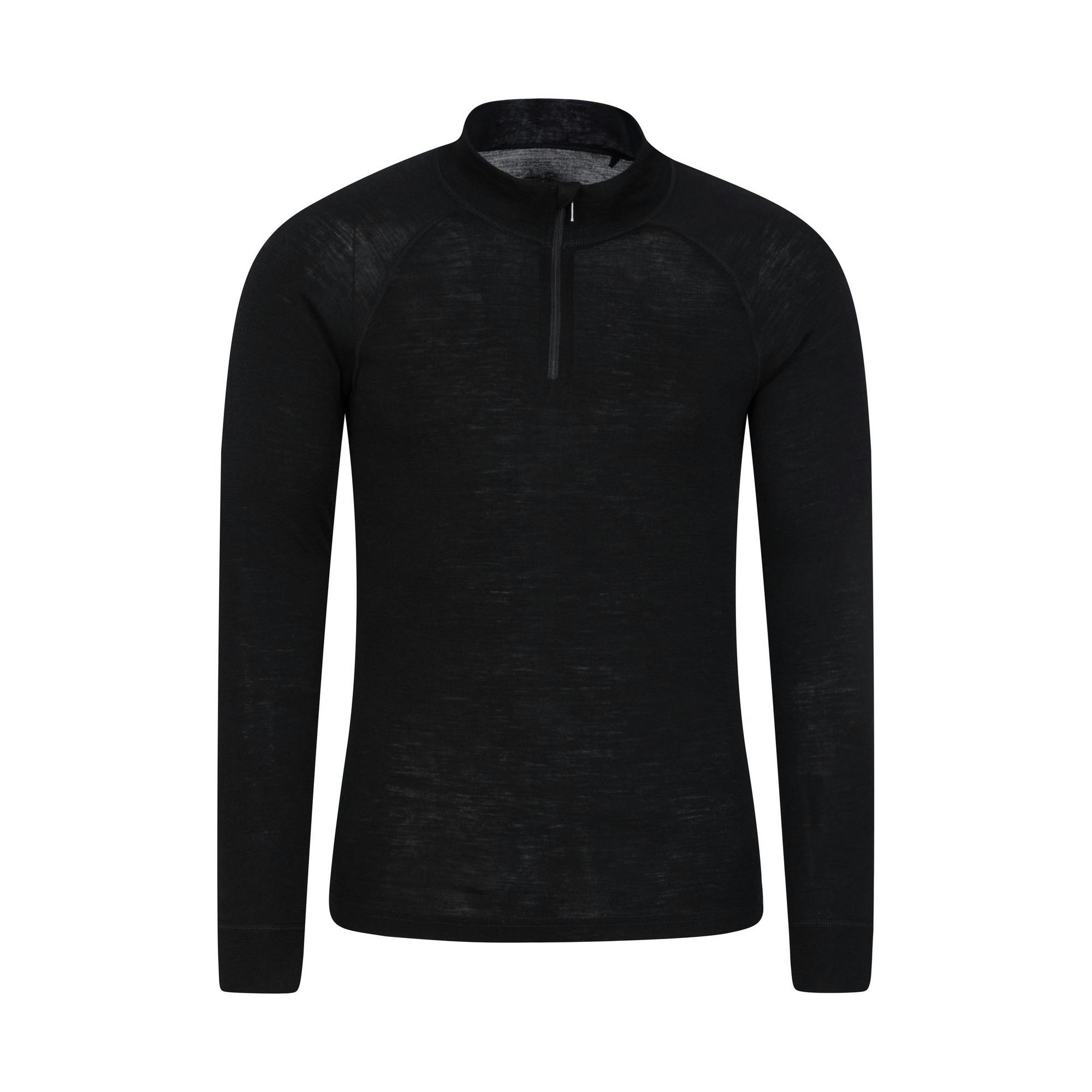 Mountain Warehouse Men's Black Merino Ii Base Layer Top - Xs - 80% Merino Wool/20% Polyester