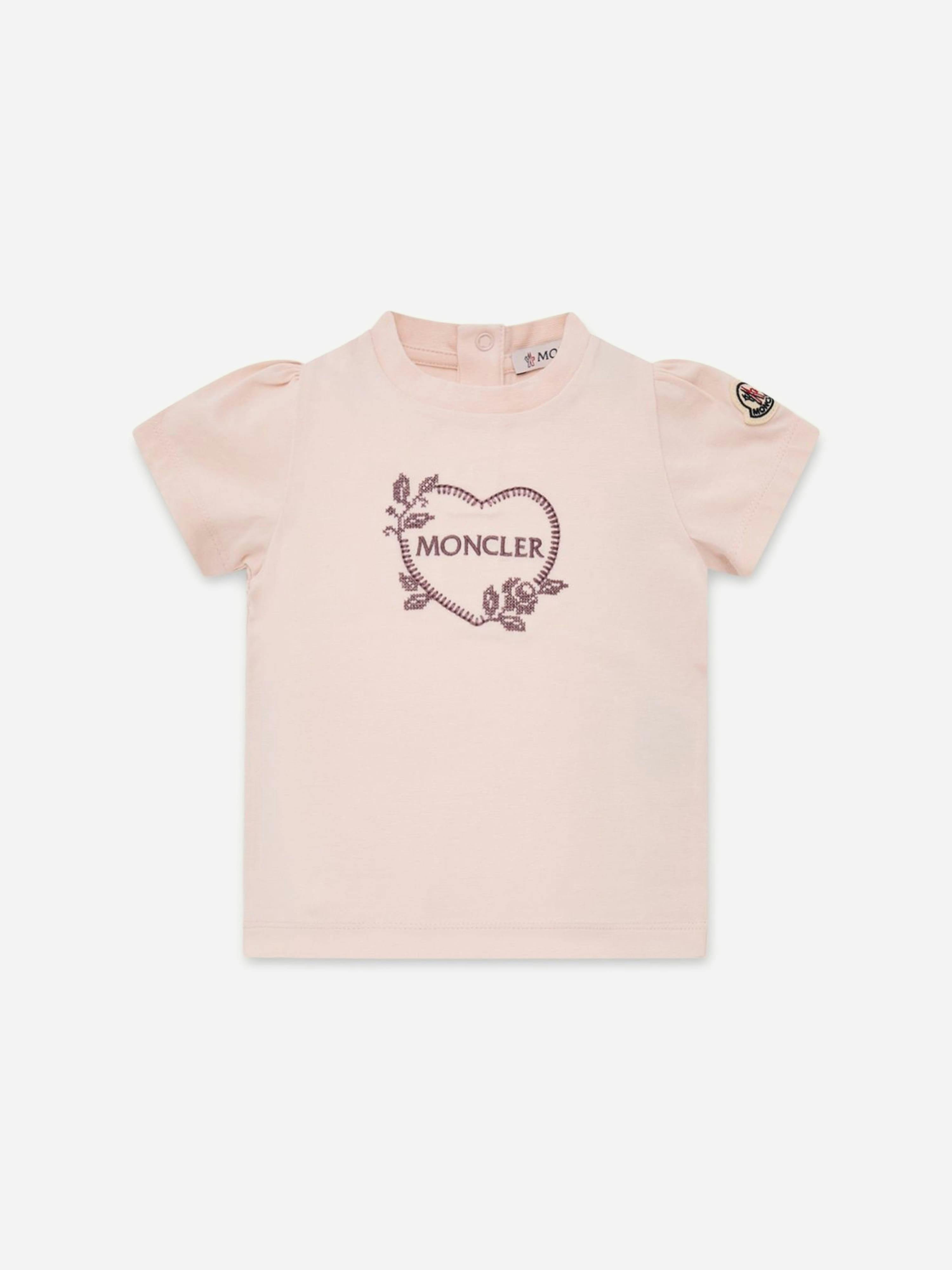 Moncler Enfant Women's Pink Baby Girls Heart Logo T-Shirt In - 2 Yrs