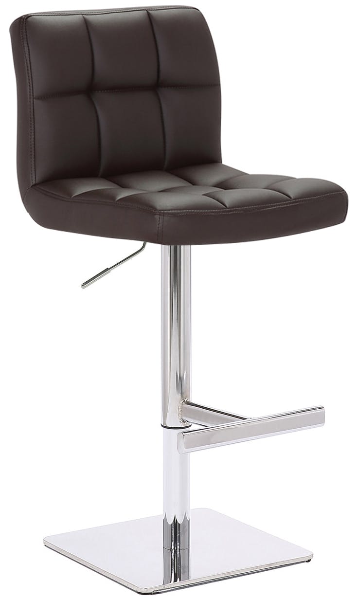 Lamboro Brown Allegro Deluxe Kitchen Bar Stool, Faux Leather, Chrome Base, Height Adjustable,