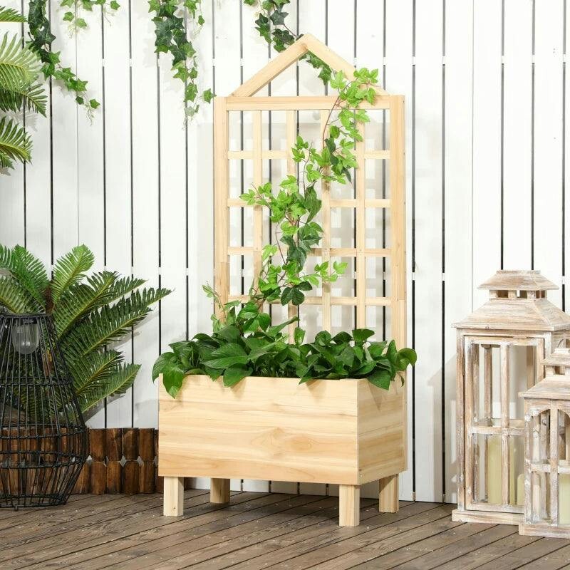 Outsunny Wood Planter with Trellis - 147 x 43 x 60cm - Image 7