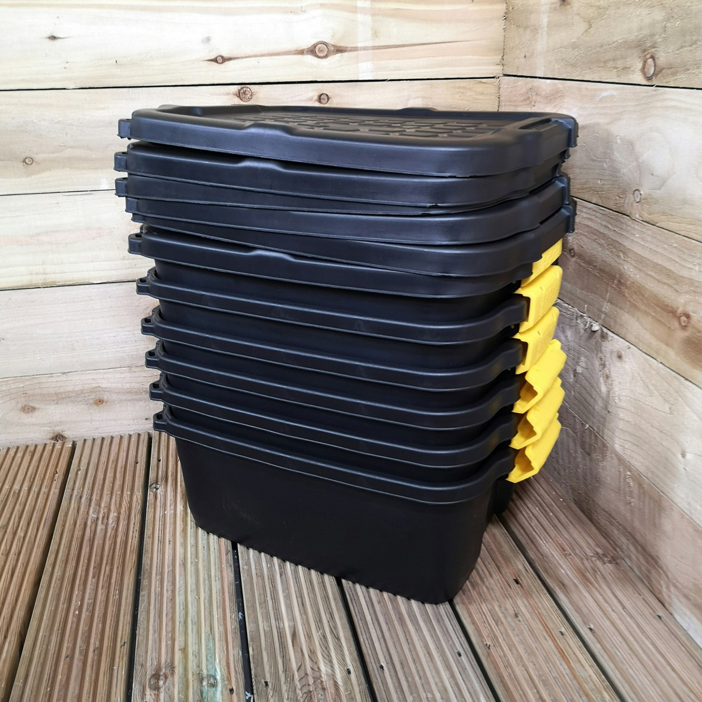 Samuel Alexander 24L Plastic Storage Box with Clips - Yellow - Image 3