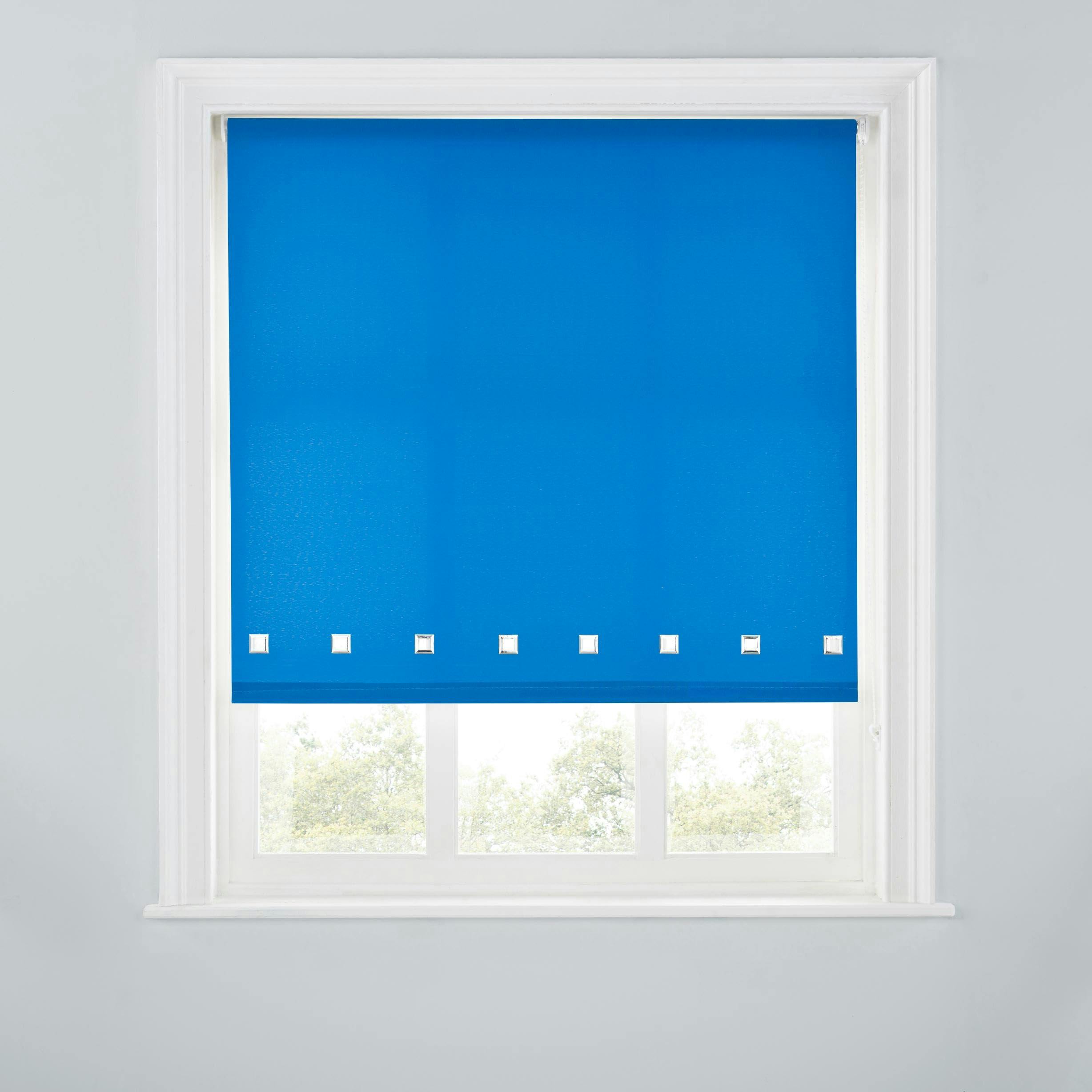 Rackhams Blue Trimmable Square Eyelet Roller Blind - 4Ft - Royal - 120Cm(W)X170cm(L)