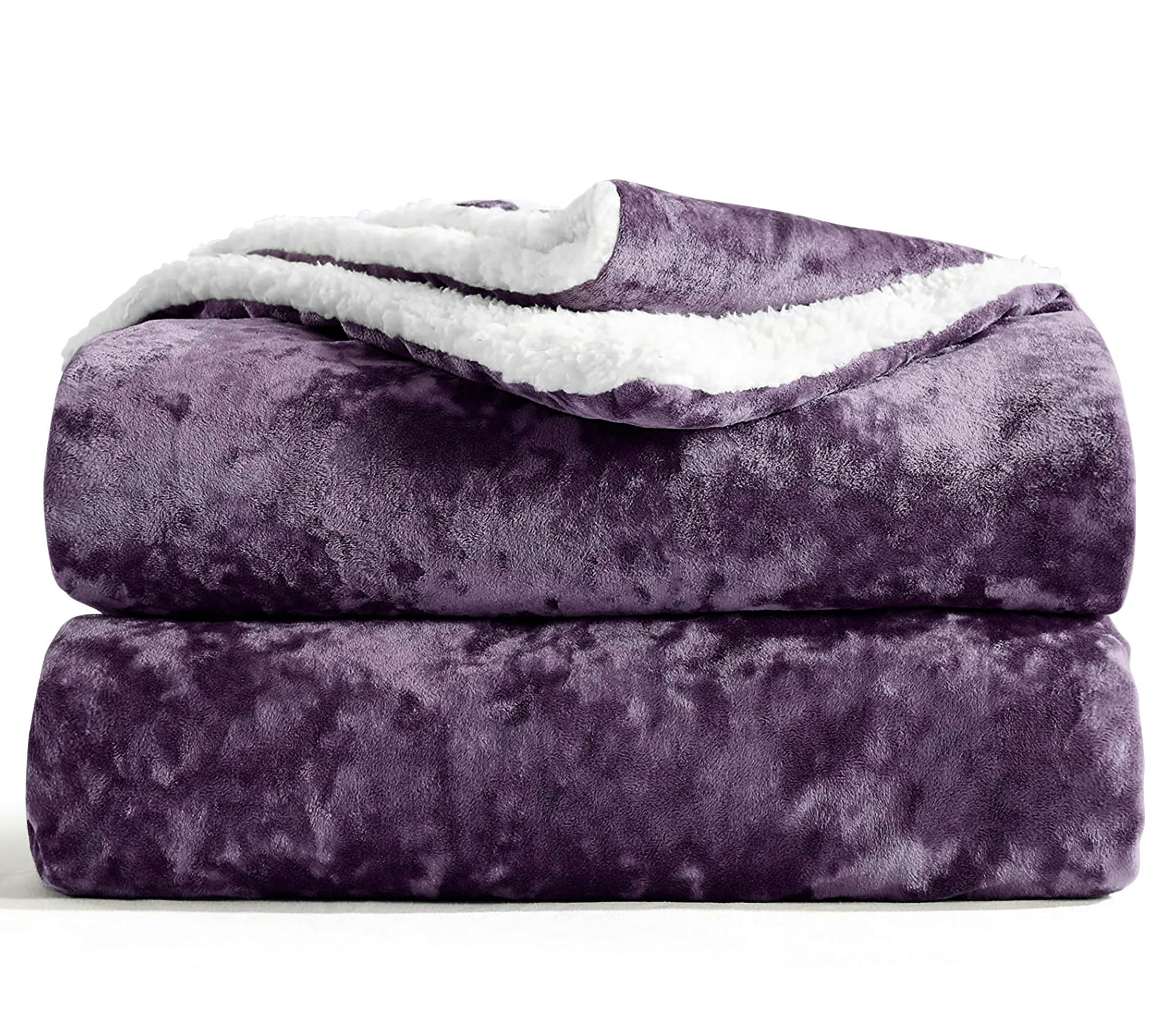 Rackhams Mauve Crushed Velvet Sherpa Reverse Throw