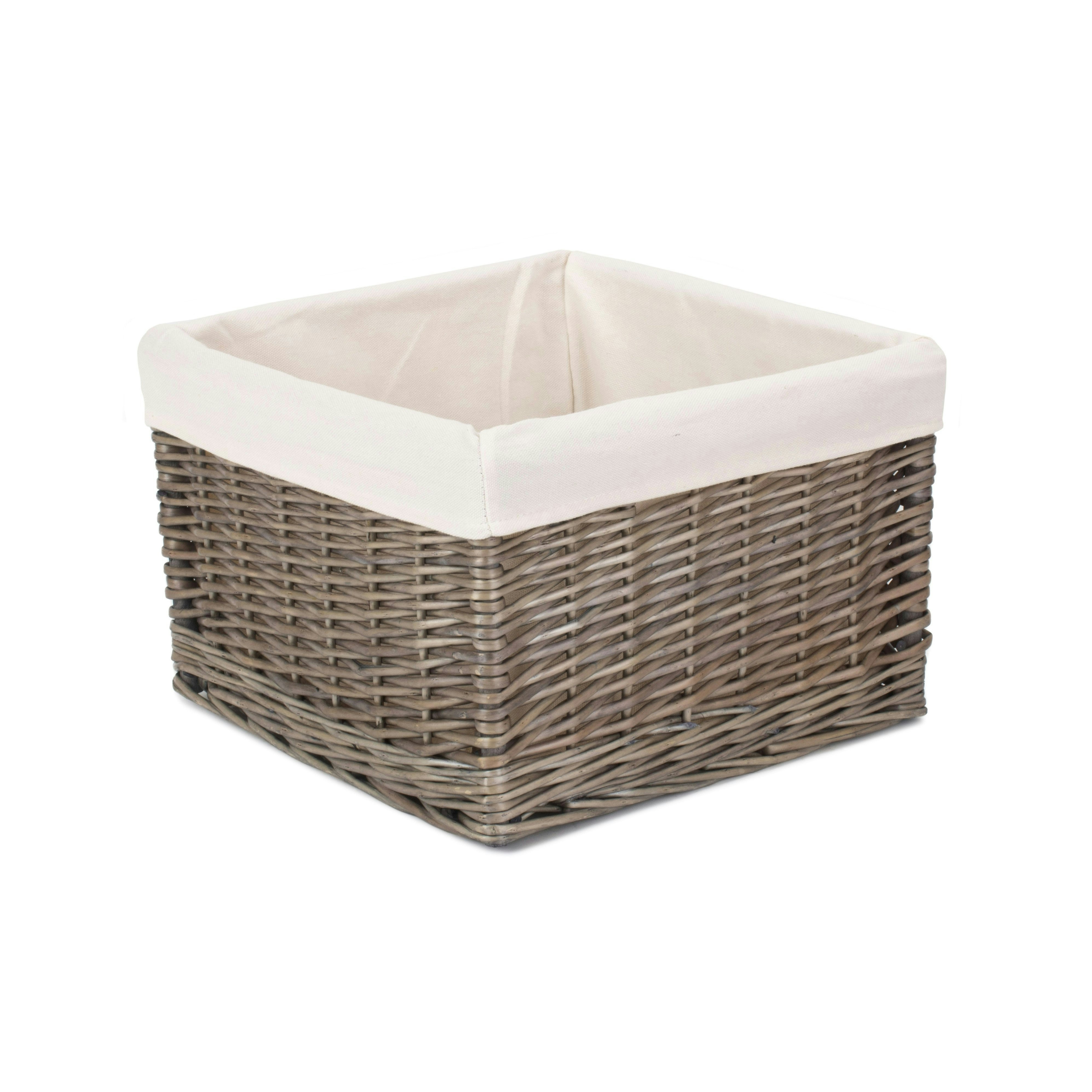 Rackhams Red Square Antique Wash Wicker Lined Storage Basket - Large