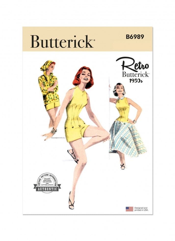 Butterick Women's Sewing Pattern 6989, Jumpsuits, Tops, Skirts, Vintage Style For H5 (6-8-10-12-14) - Intermediate - U5 (16-18-20-22-24)