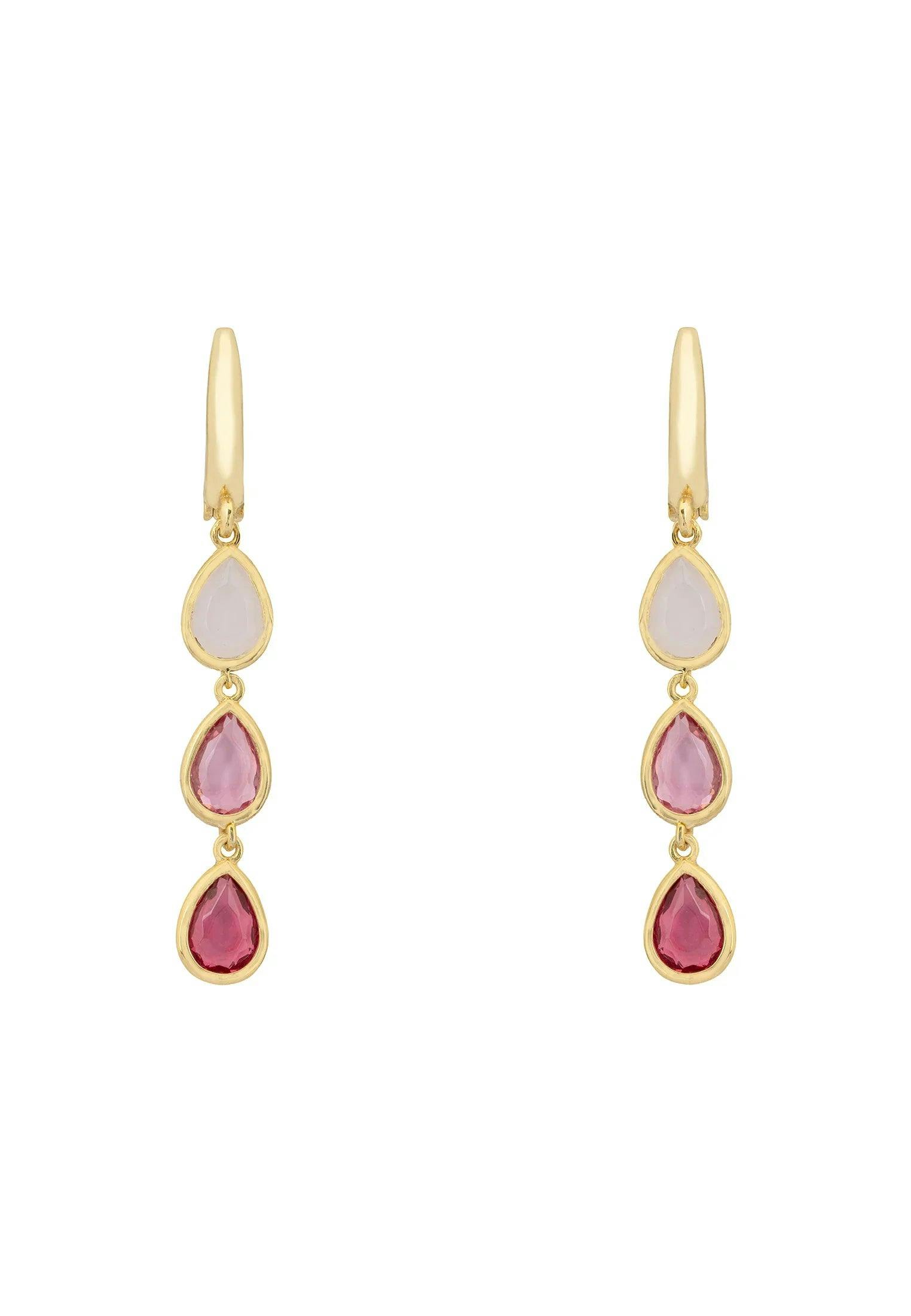 Latelita Gold Sardinia Triple Teardrop Earrings The Pinks