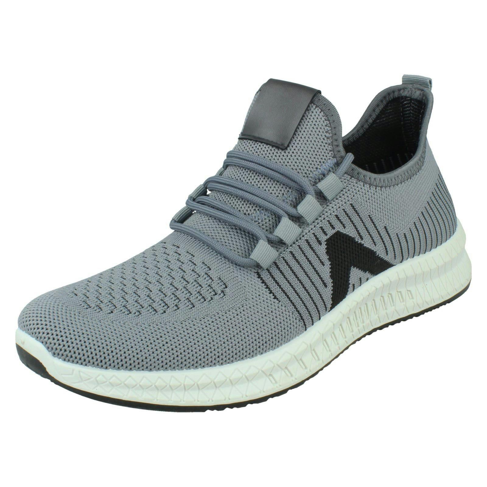 Reflex Men's Grey Knitted Lace Up Trainers A2186 - Uk 9