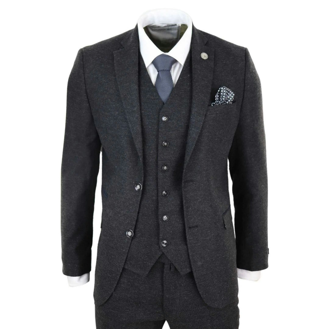 Truclothing Men's Stz22 - Wool Tweed Suit 3 Piece Authentic 1920S Classic - 52" Jacket 46" Trousers