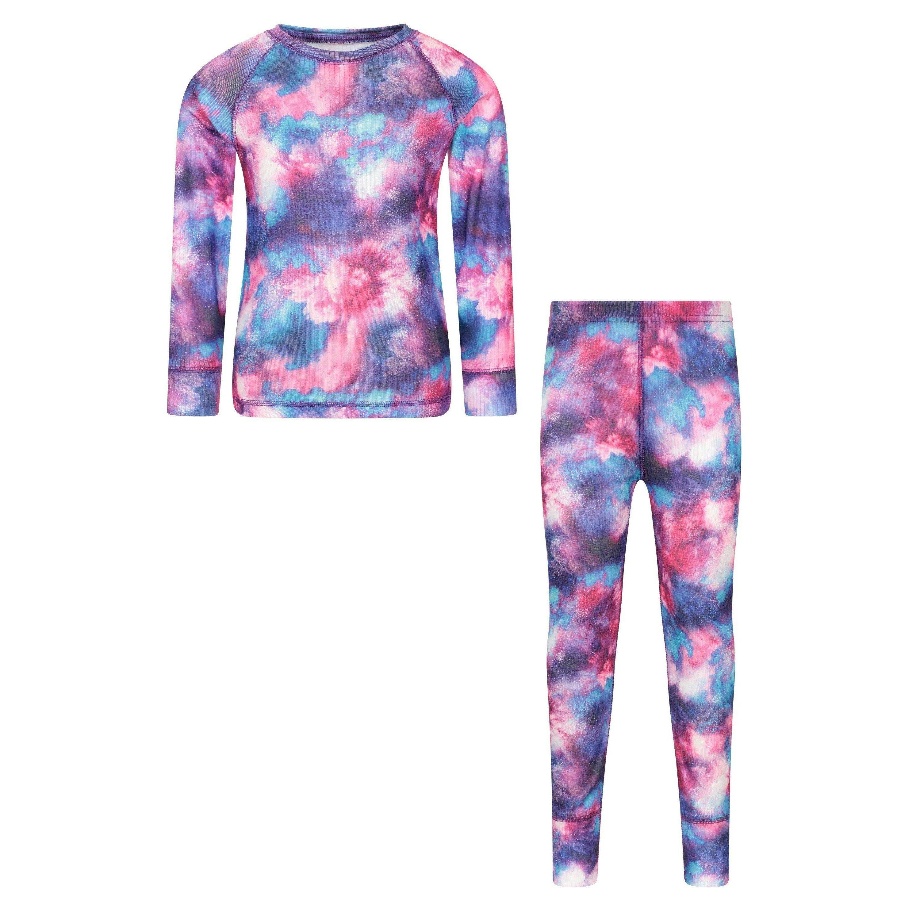 Mountain Warehouse Purple Childrens/Kids Talus Geometric Base Layer Set - Dusky - 2-3 Years - Dusky - 100% Polyester