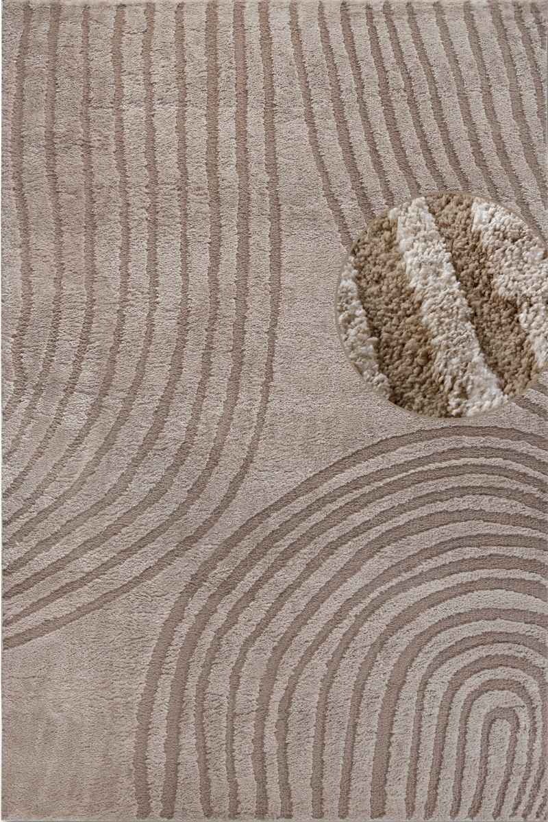 Rackhams Beige High Pile Rug Pigment – Geometric Design - 200X280 Cm