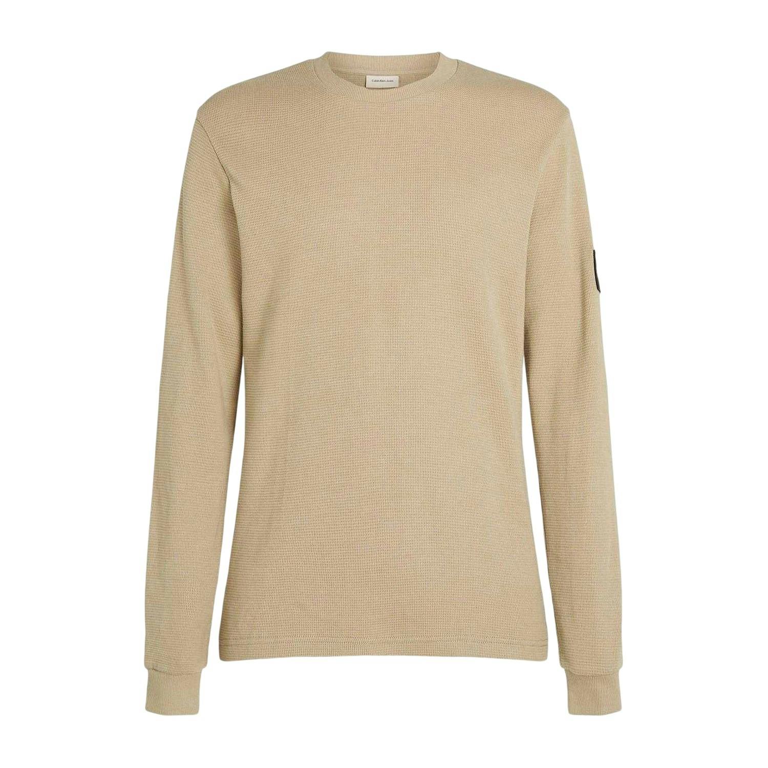 Calvin Klein Men's Waffle Long-Sleeved Top - Khaki - Xxl - Khaki - 100% Cotton