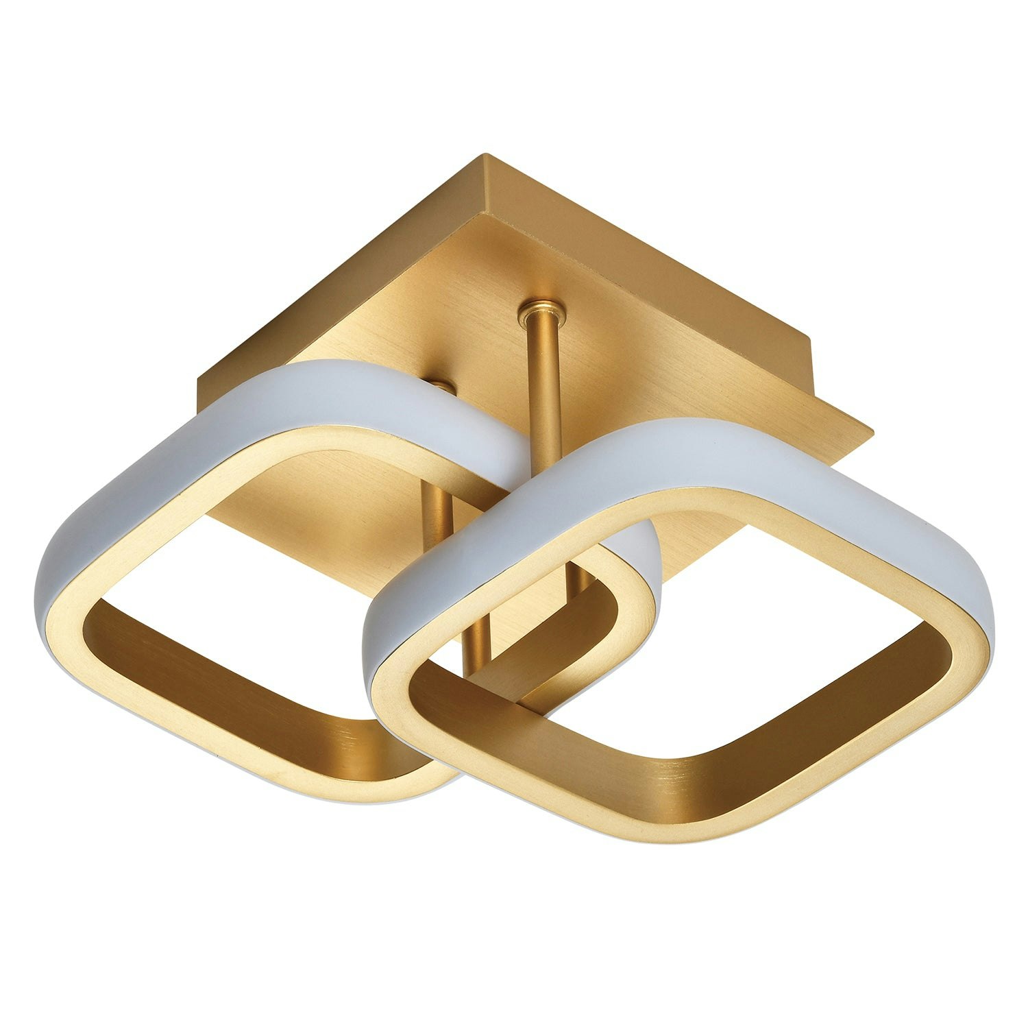 Happy Homewares Light/Gold Contemporary Compact Double Head 40W Led Ceiling Fitting In Brushed 10Cm