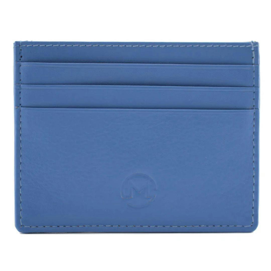 Mala Leather Origin Plain Leather Card Holder With Zip Pocket - Blueberry