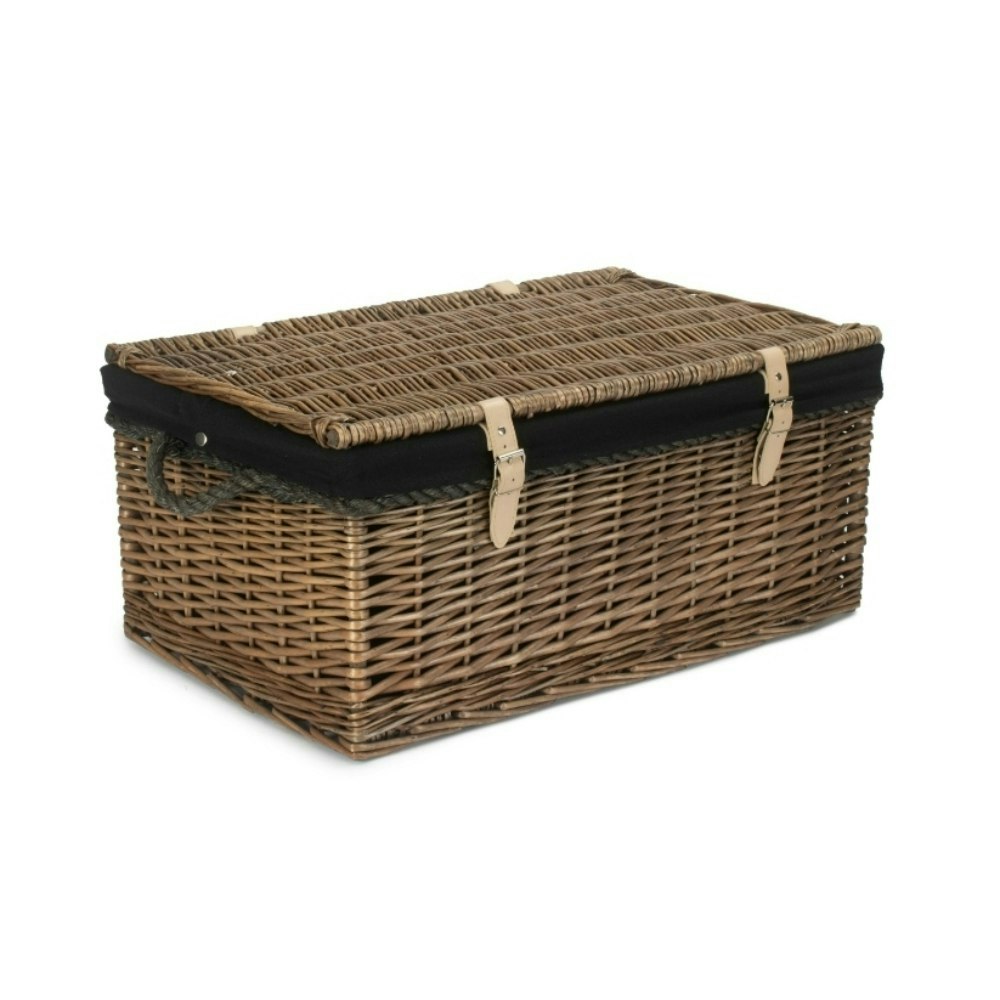 Red Hamper Red/Black Hamper 62Cm Antique Wash Picnic Basket