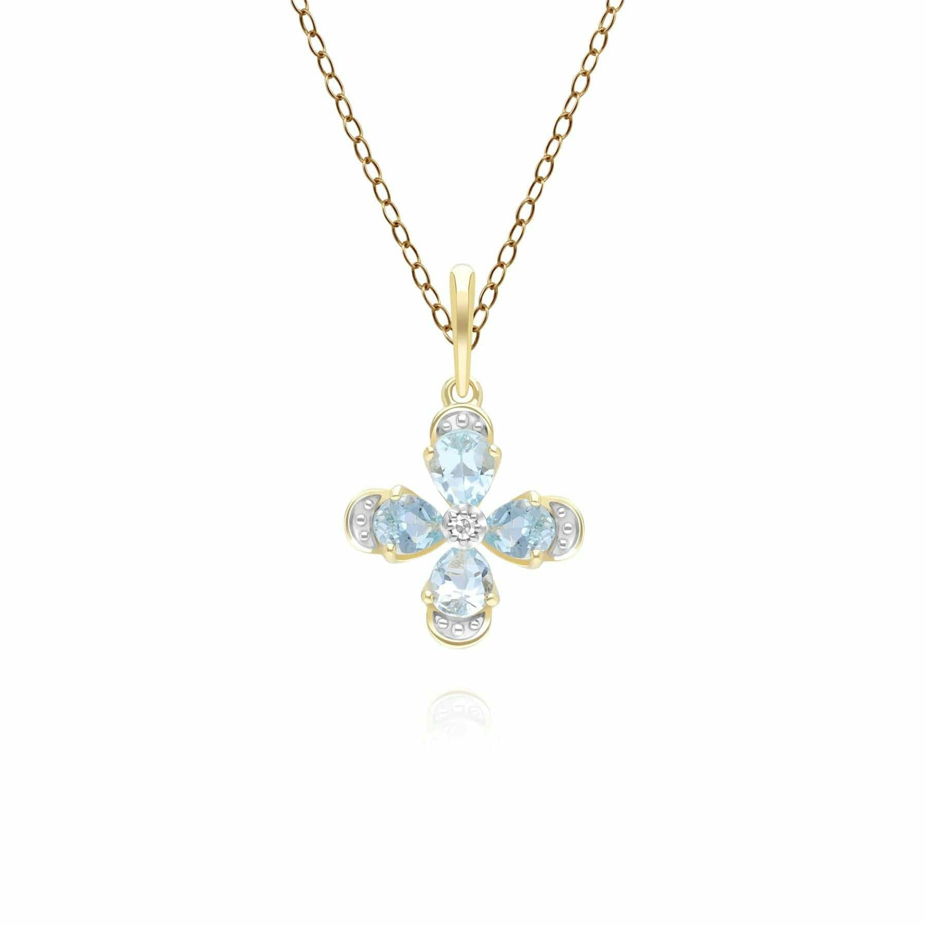 Gemondo Yellow/Gold Floral Topaz & Diamond Pendant Necklace In 9Ct