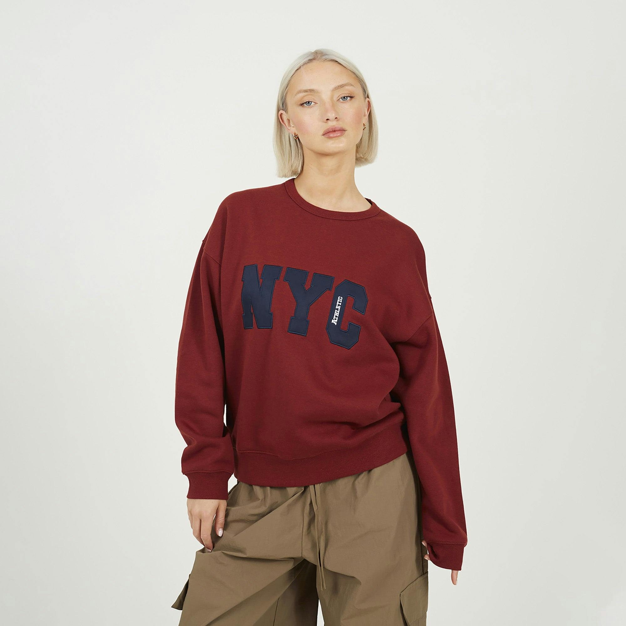 Brave Soul Burgundy Slogan Crew Neck Sweatshirt - L
