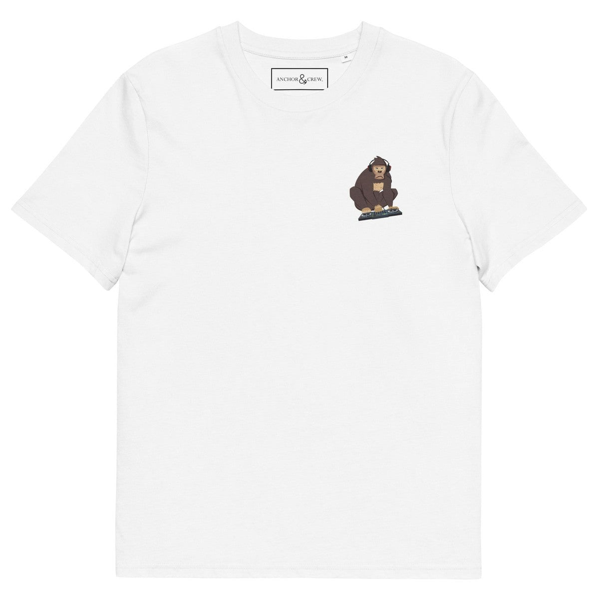 Anchor & Crew White The Dj Monkey Organic Cotton Embroidered T-Shirt - Xl