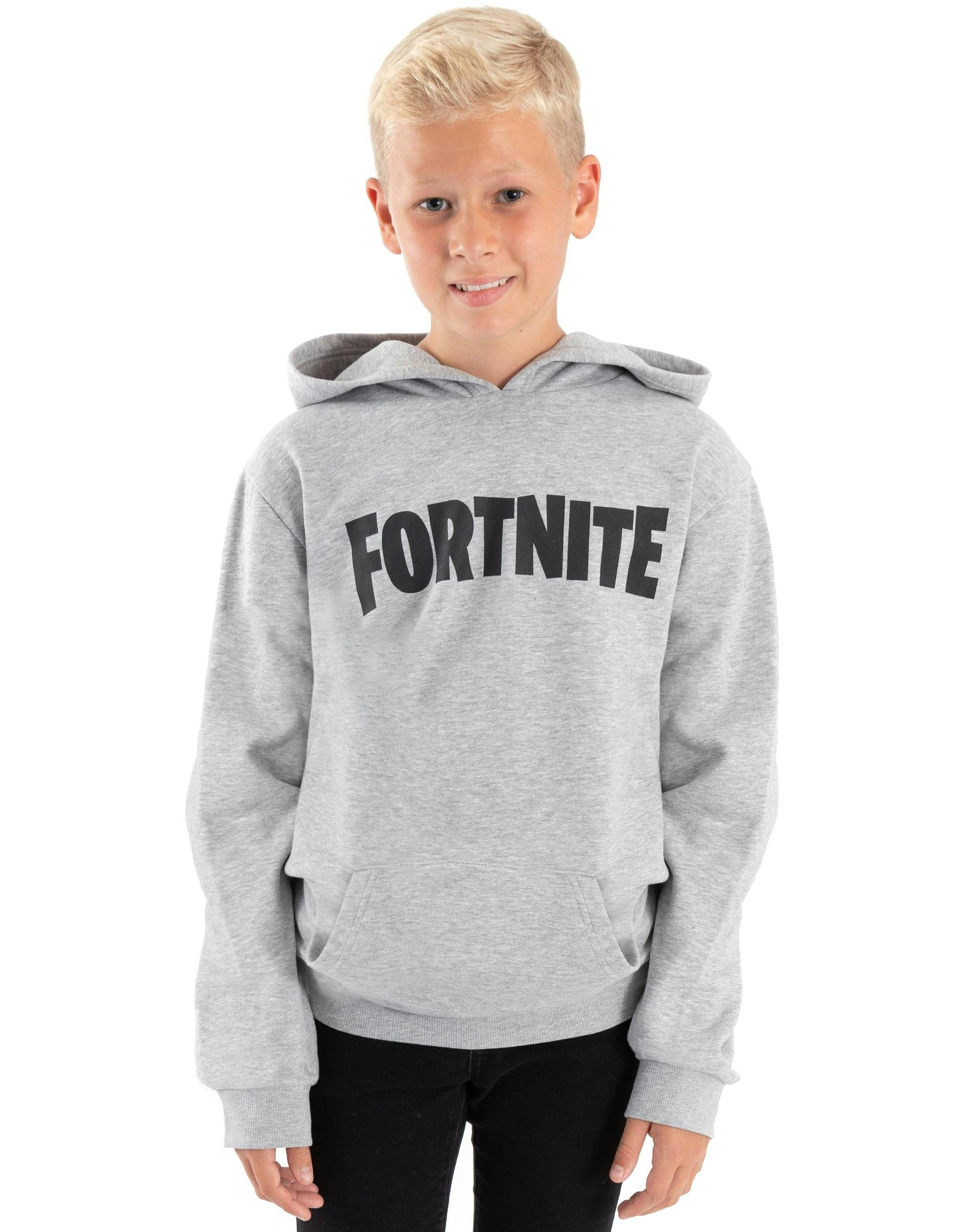 Vanilla Underground Boys Grey Fortnite Logo Print Hoodie [Dis] - 13-14 Years