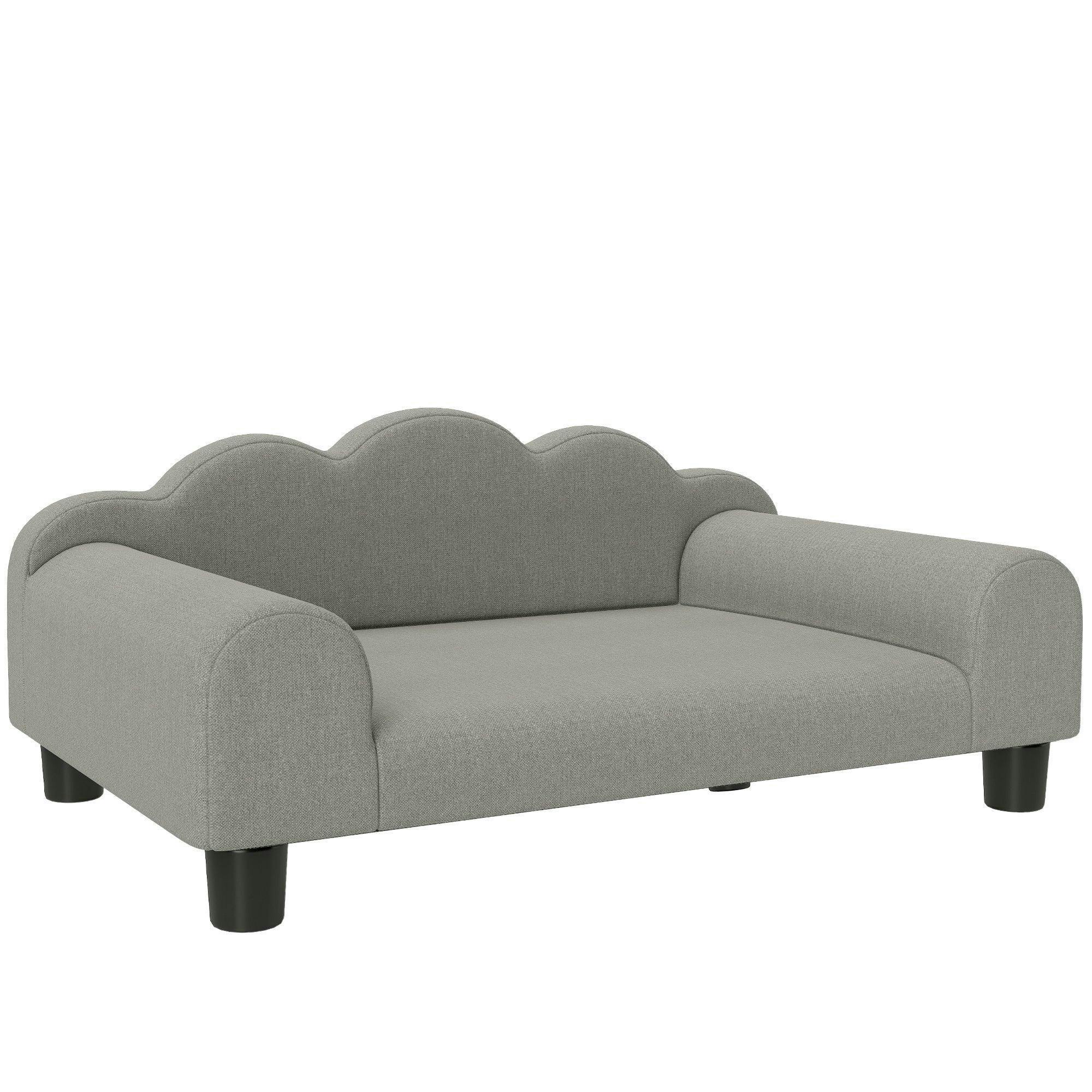 PawHut Small Pet Sofa Bed - Grey - with Backrest and Armrest - Soft Terry-Style Fabric - Image 4