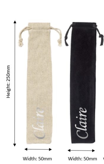 Rackhams Black/Silver Personalised Pouch For Straws & Drinks Stirrers - No