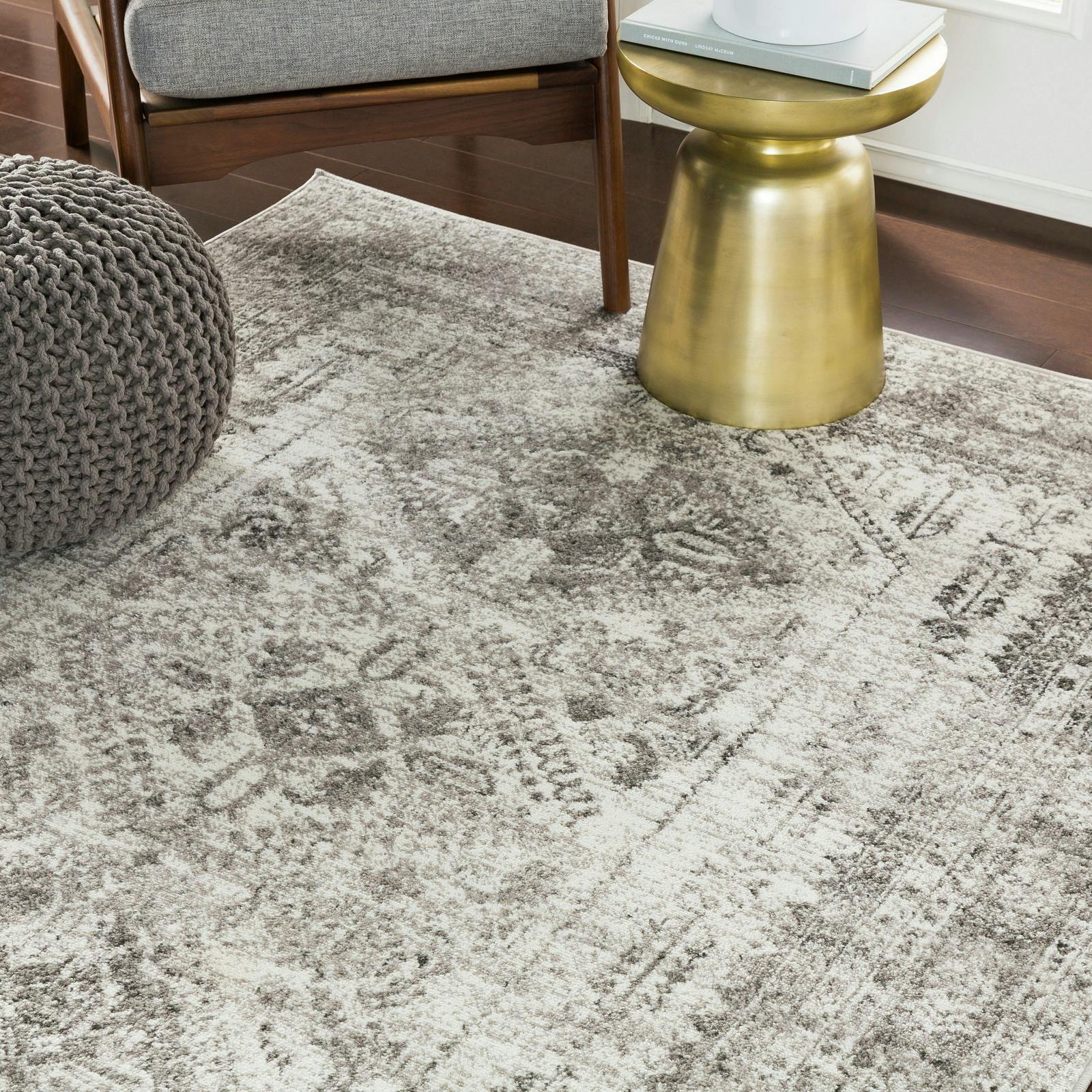Photos - Area Rug Rackhams Monte Carlo-Vintage Grey White Charcoal Traditional Boho Rug - 160 x 220 cm