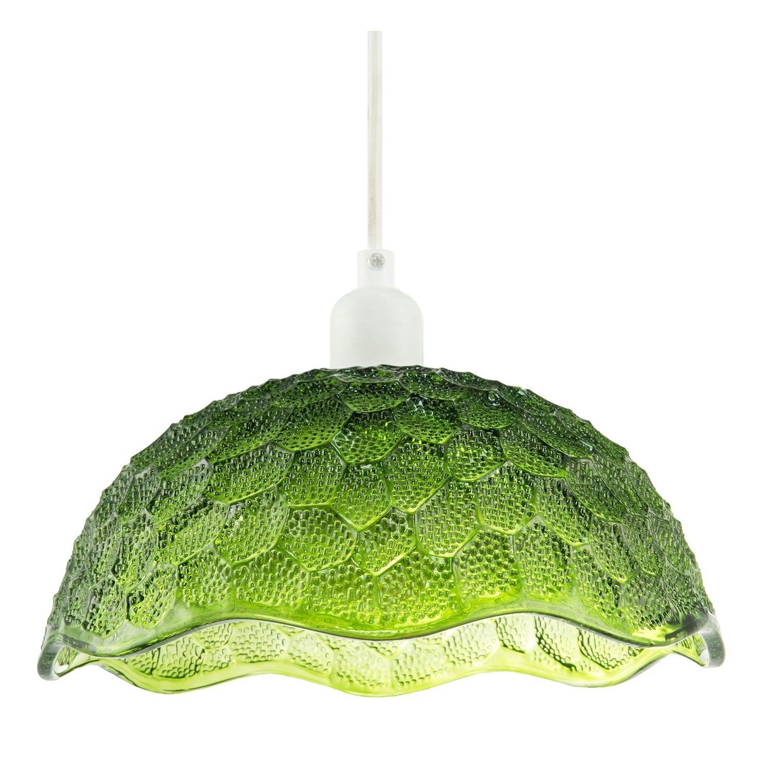 Happy Homewares Green/Light Tortoise Designed Emerald Glass Textured Ceiling Shade