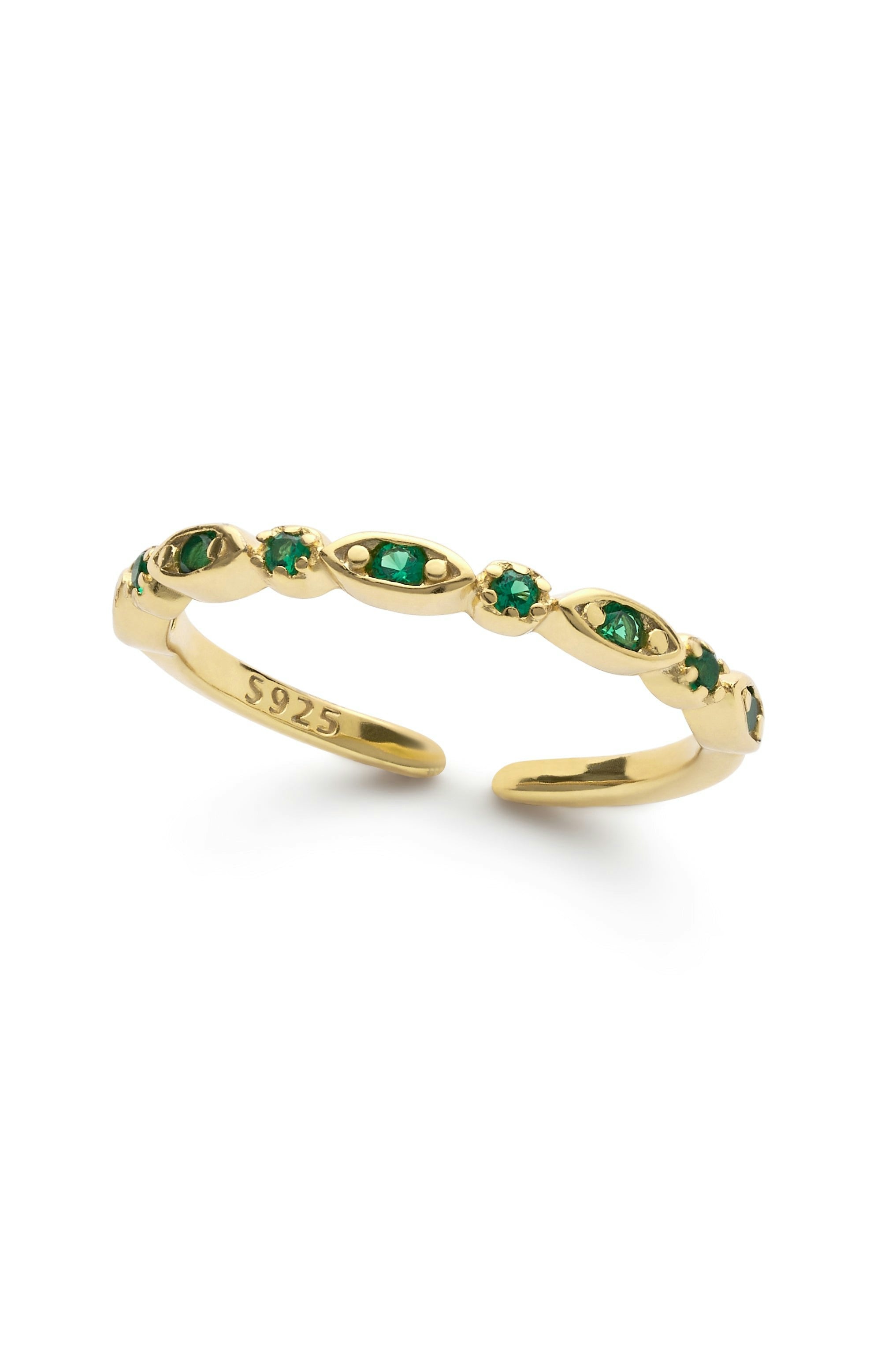 Elk & Bloom Gold/Green 14K Dainty Crystal Ring - Yes Please