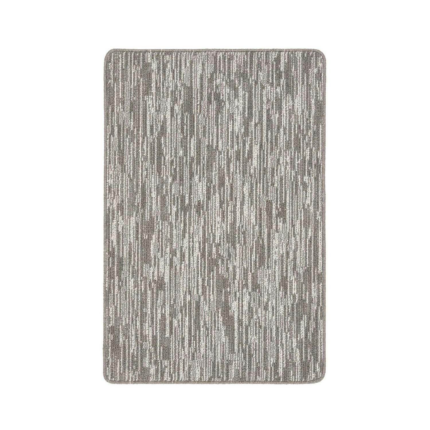 The Rugs Grey Washable Broken Striped Mat And Runner - 50X80 Cm
