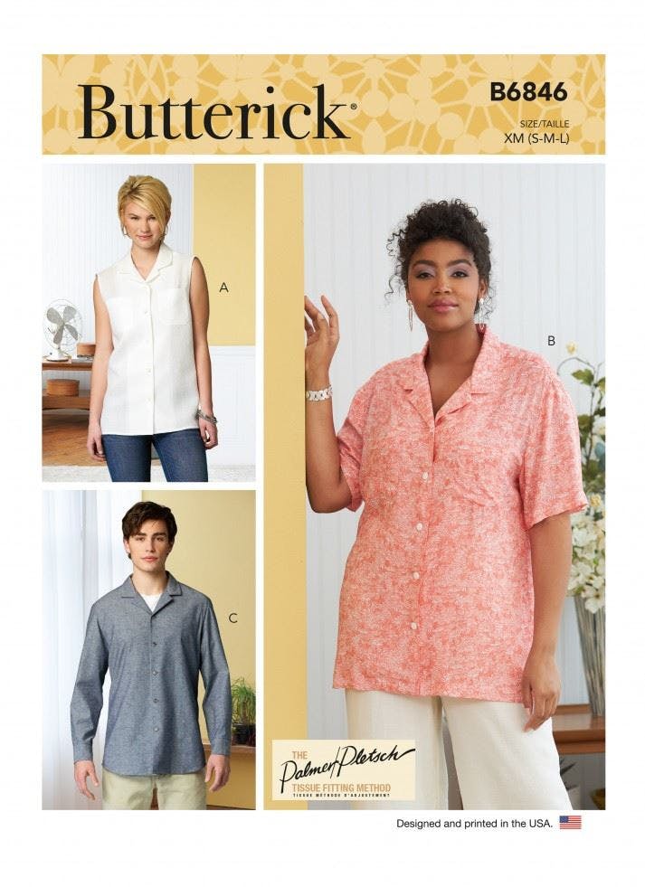 Butterick Women's Sewing Pattern 6846, Shirts For Xm (S-M-L) - Intermediate - Xn (Xl-Xxl-Xxxl)