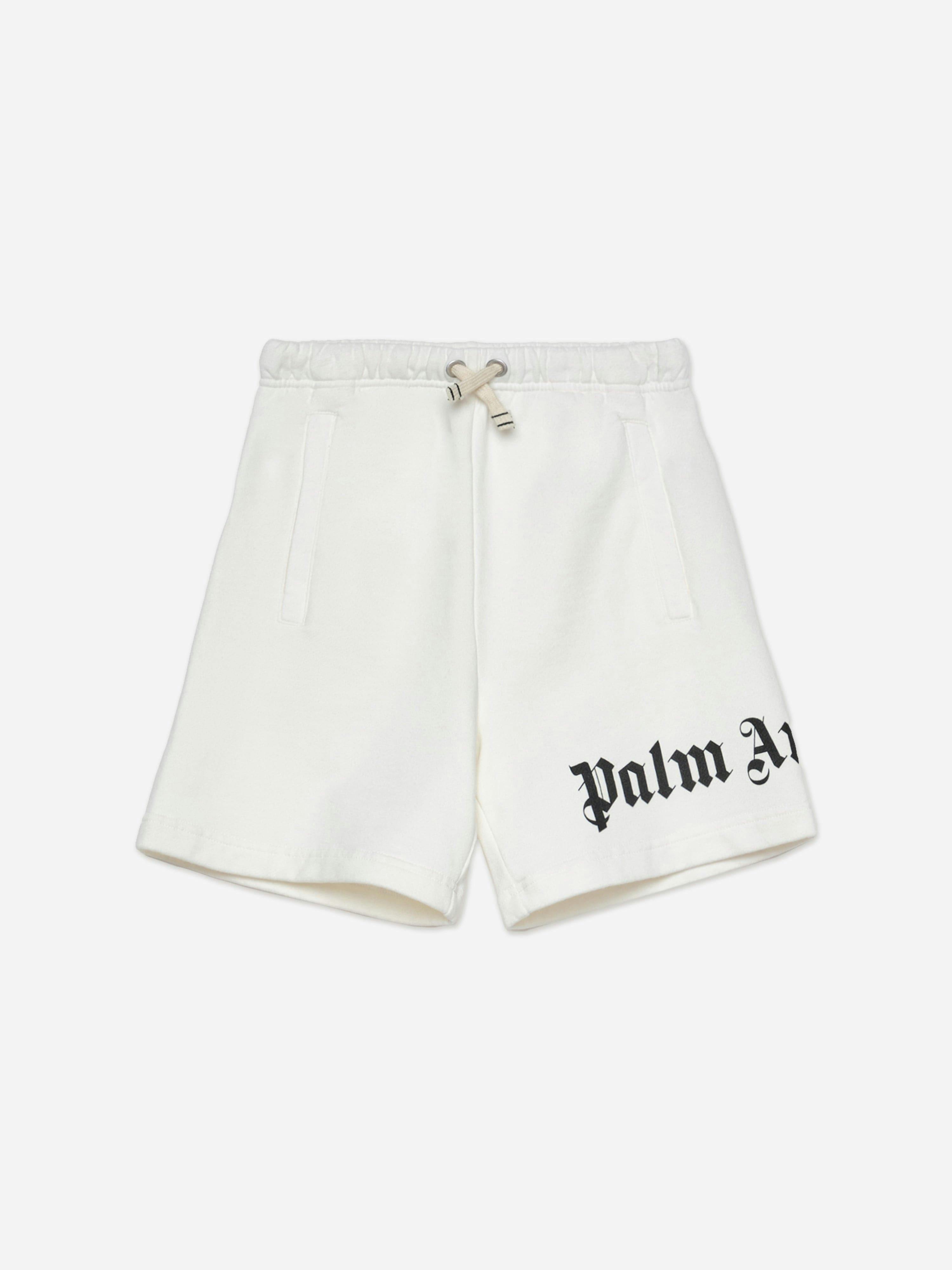 Palm Angels Boys Ivory Overlogo Sweat Shorts In - 10 Yrs