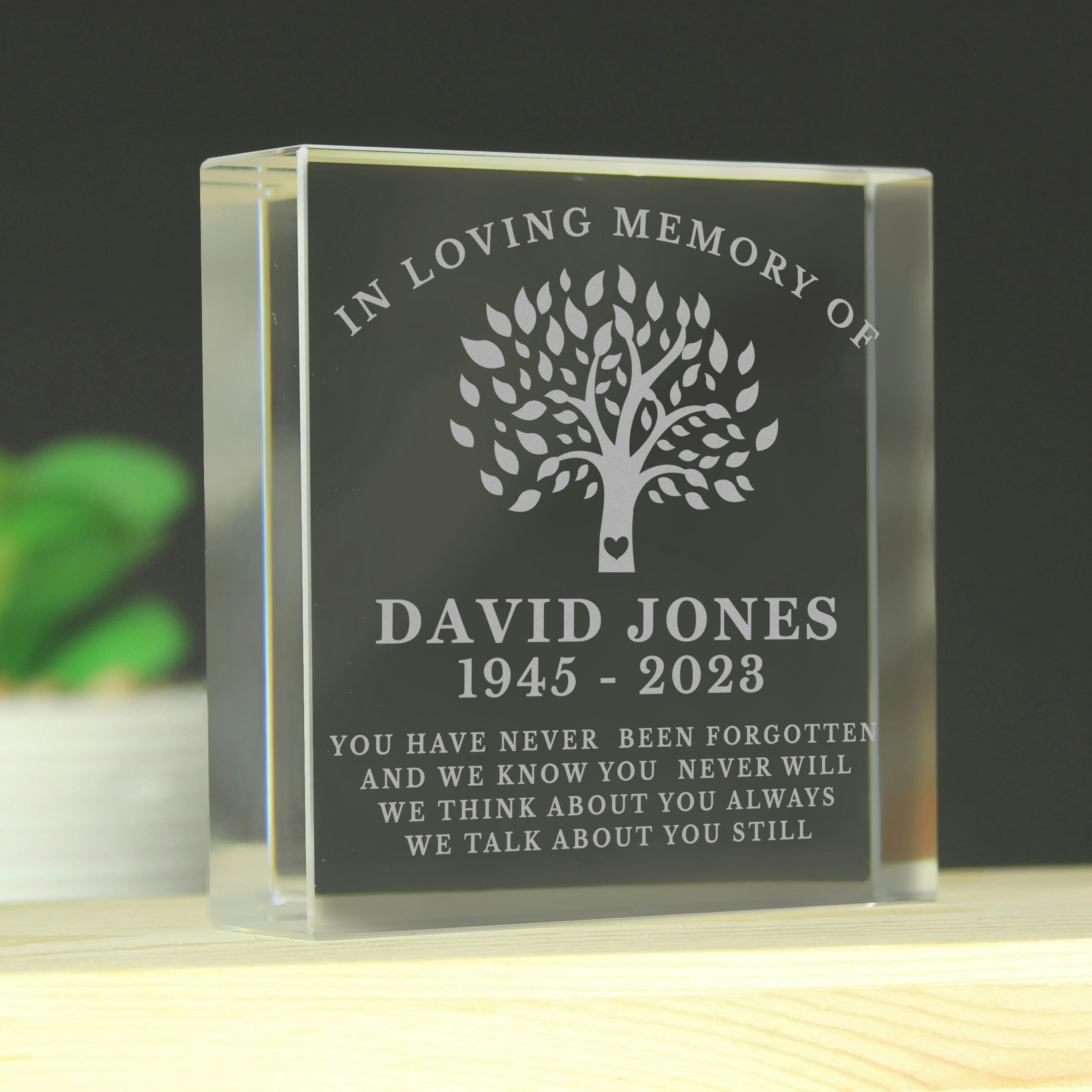 Rackhams Personalised In Loving Memory Family Tree Crystal Token