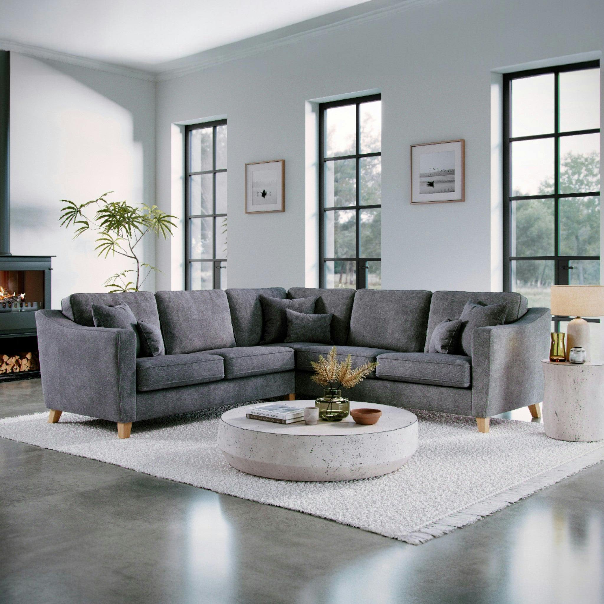 Rackhams The Elton Large Corner Sofa - Steel