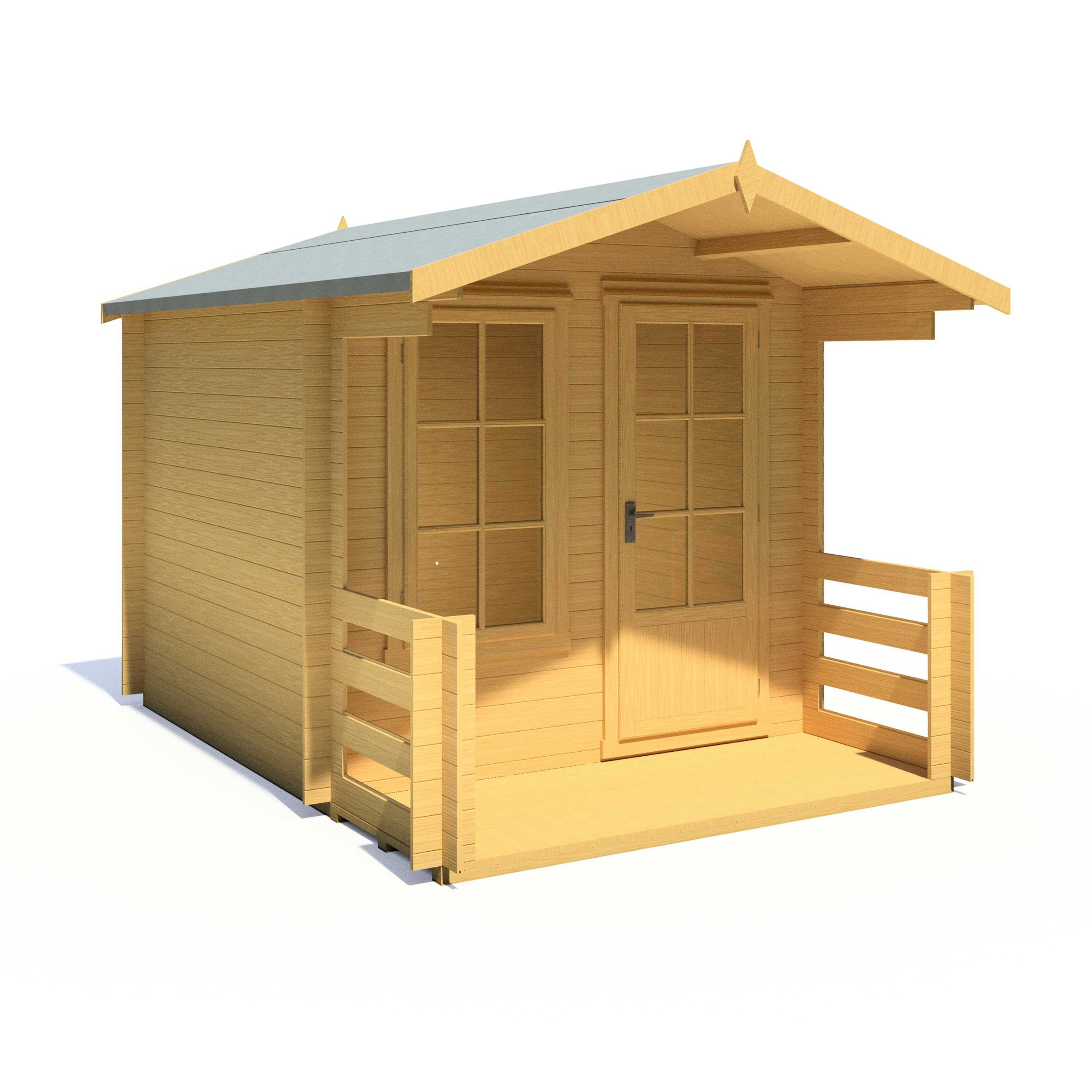 Shire Light Maulden With Verandah 7X7 Log Cabin 19Mm Interlock Cladding