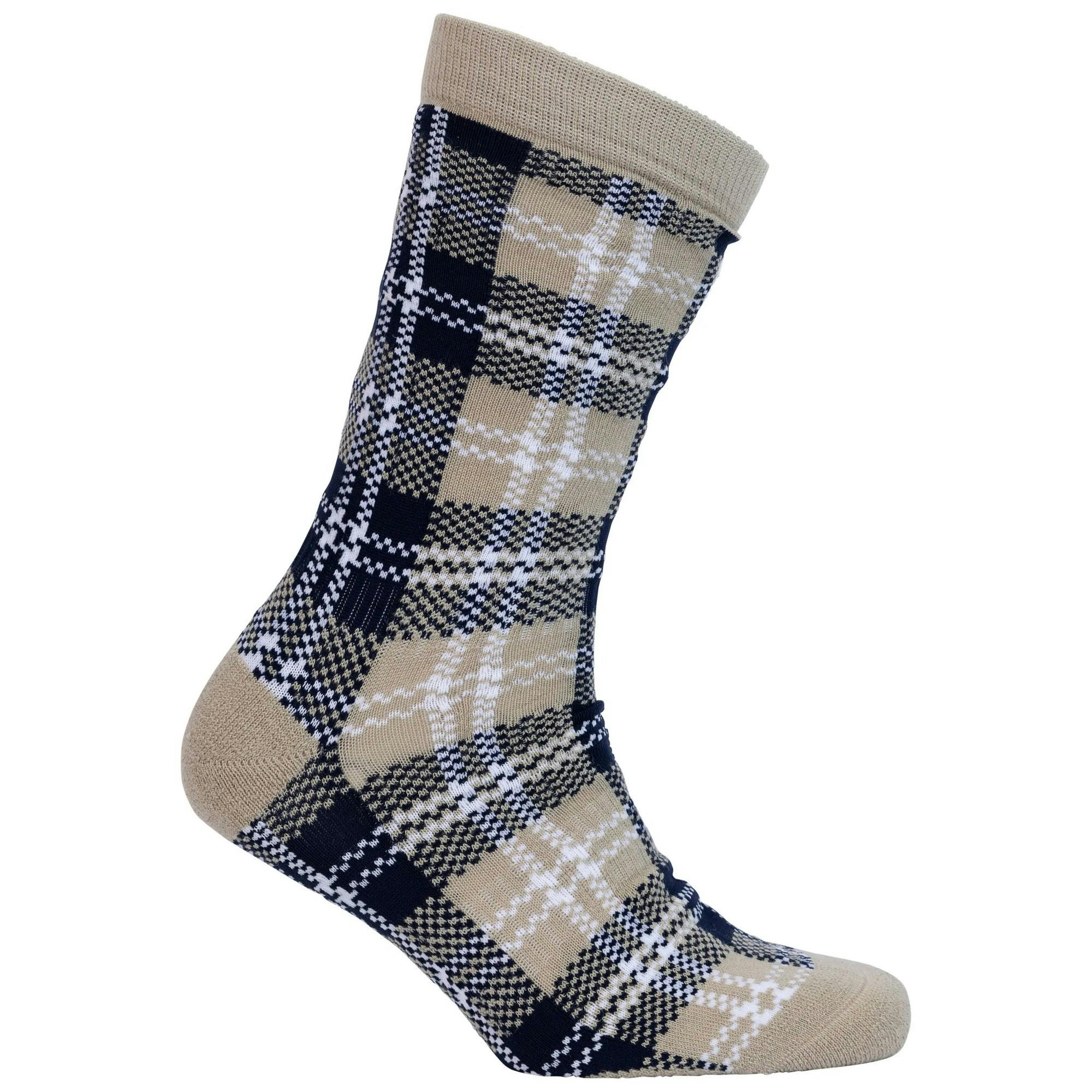 Trespass Unisex Adult Fergus Checked Socks - Soft Stone - Soft Stone - 7 Uk-11 Uk - 45% Acrylic/41% Polyamide/10% Wool/4% Elastane