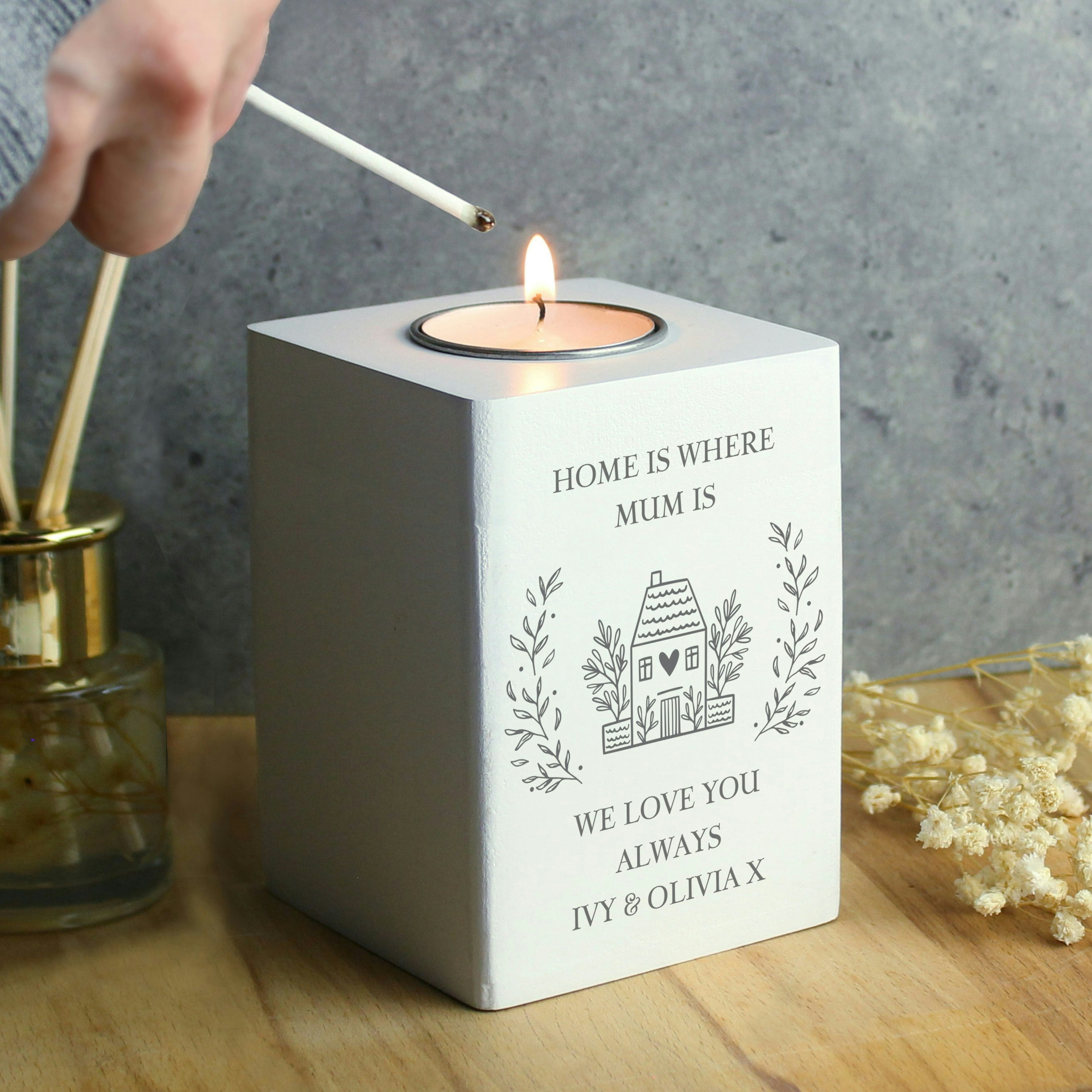 Personalised Memento Company Light Personalised Home Wooden Tea Holder